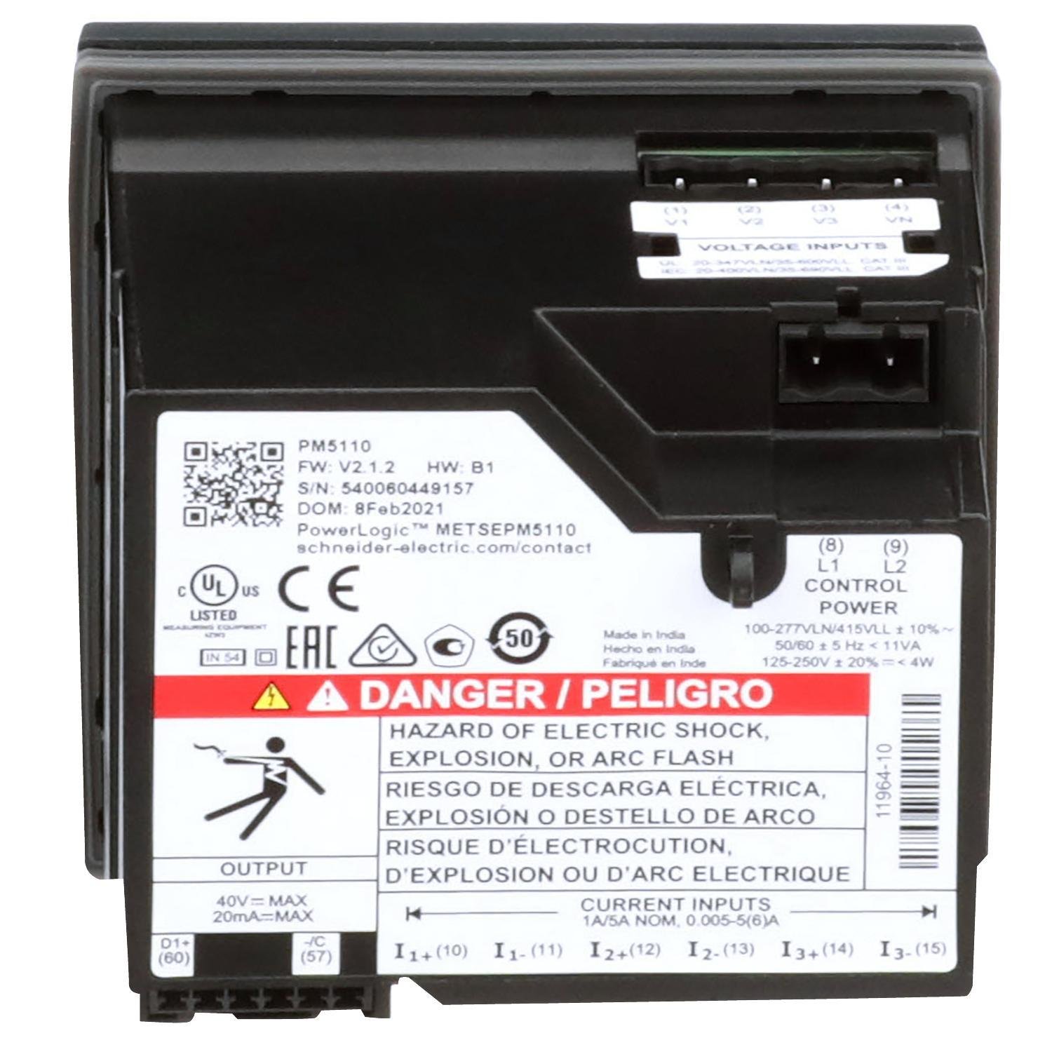 Picture of METSEPM5110 - power meter PowerLogic PM5110, modbus, up to 15th Harmonic, 1DO 33 alarms