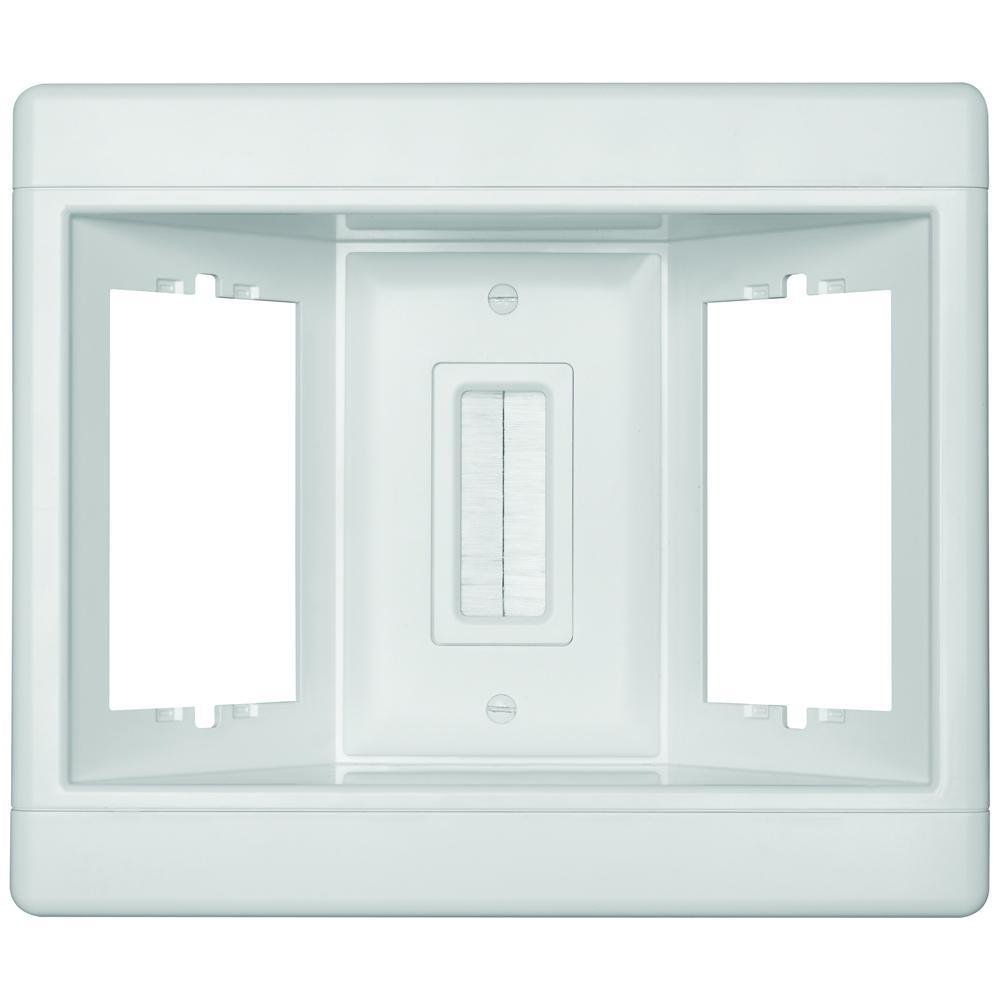 TV3-LVKITWCC2 - Three Gang Recessed TV Box with Low-Voltage Pull-Through Brushes, Retail Pkg