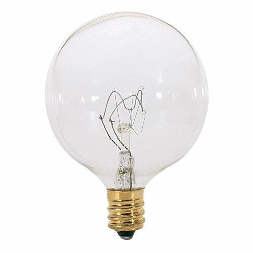 S3822 - 25 Watt G16 1/2 Incandescent - Clear - 1500 Average rated hours - 232 Lumens - Candelabra base - 120 Volt