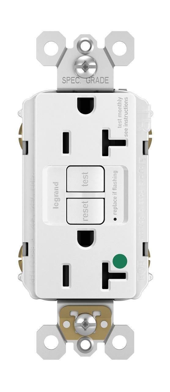 Picture of 2097-HGTRW - Hospital Grade Tamper-Resistant 20A Duplex Self-Test GFCI Receptacles with SafeLock® Protection, White