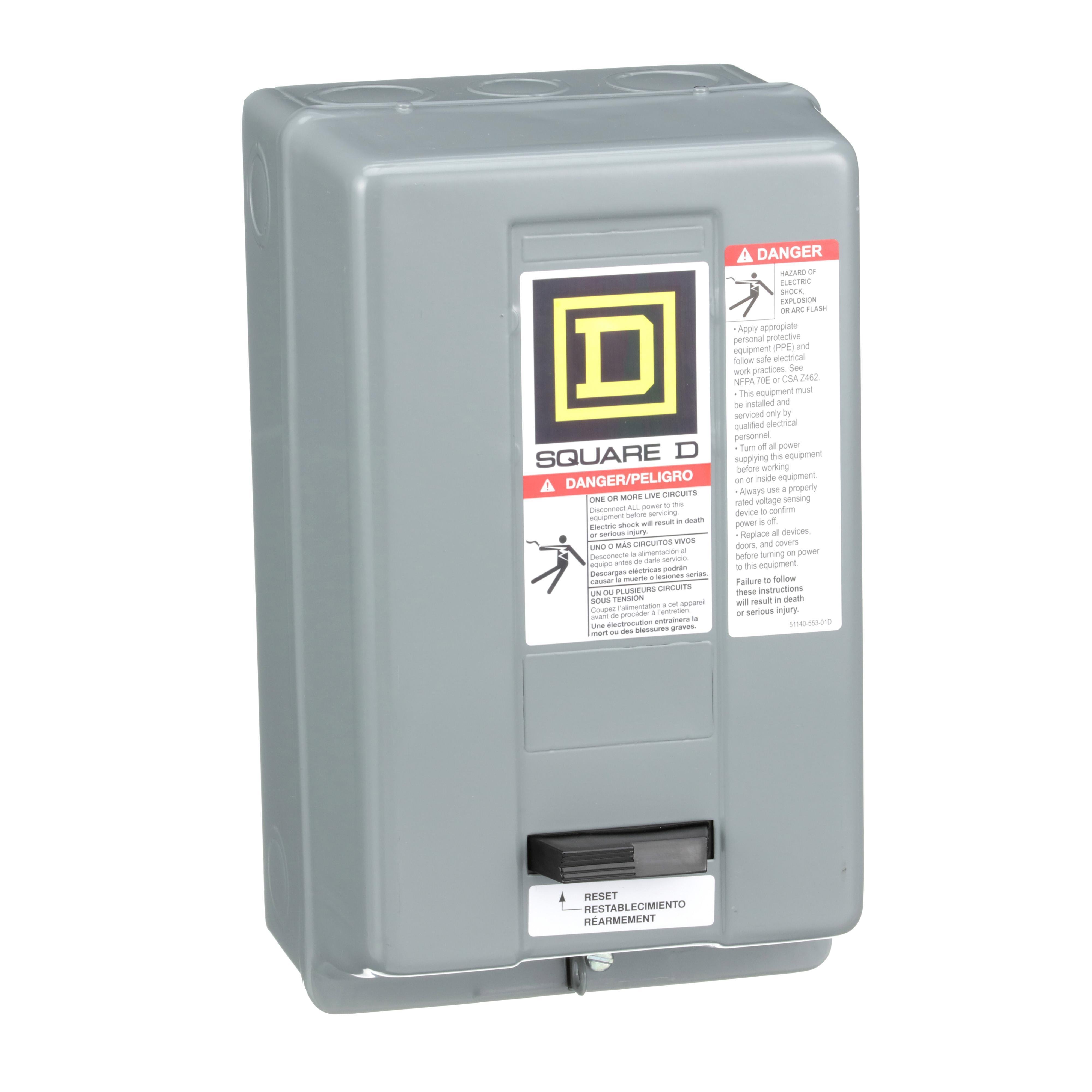 Picture of 9991SCG8 - NEMA Motor Starter, Type S, nonreversing, enclosure, for NEMA Sizes 00, 0, 1, NEMA 1