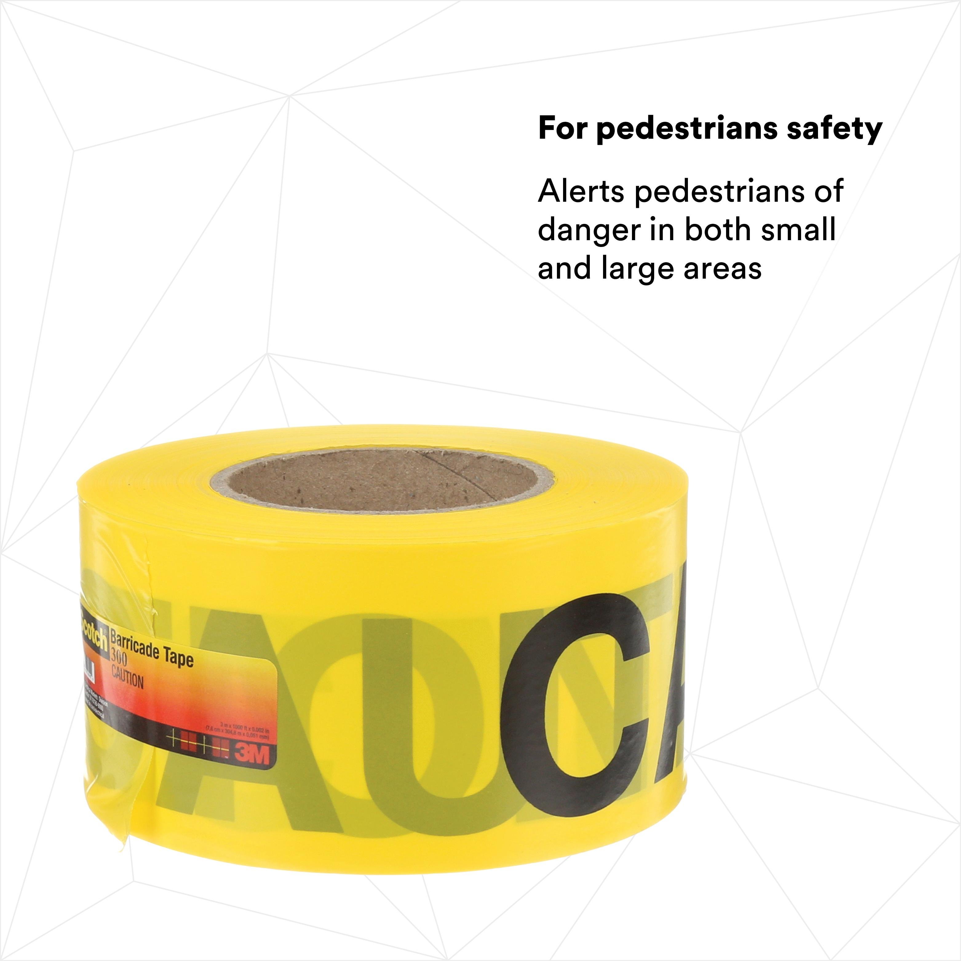 Picture of 300 - Scotch Barricade Tape 300, CAUTION, 3 in x 1000 ft, Yellow, 8 rolls/case, BULK