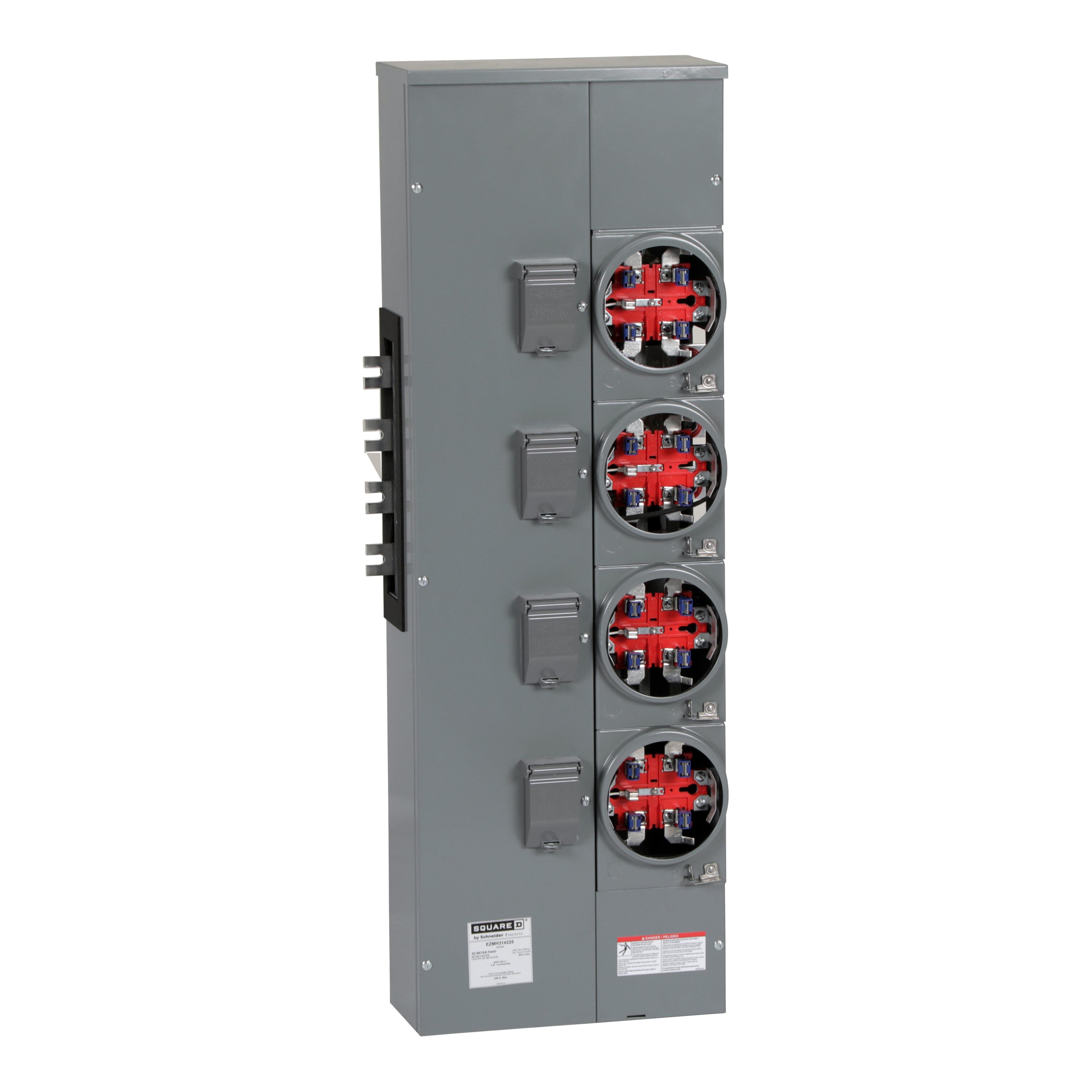 EZMH314225 - Branch unit, EZ Meter-Pak, 225A, 4 x 5 jaw sockets, 208Y/120VAC, horn bypass, ringless, 800A Al busbar