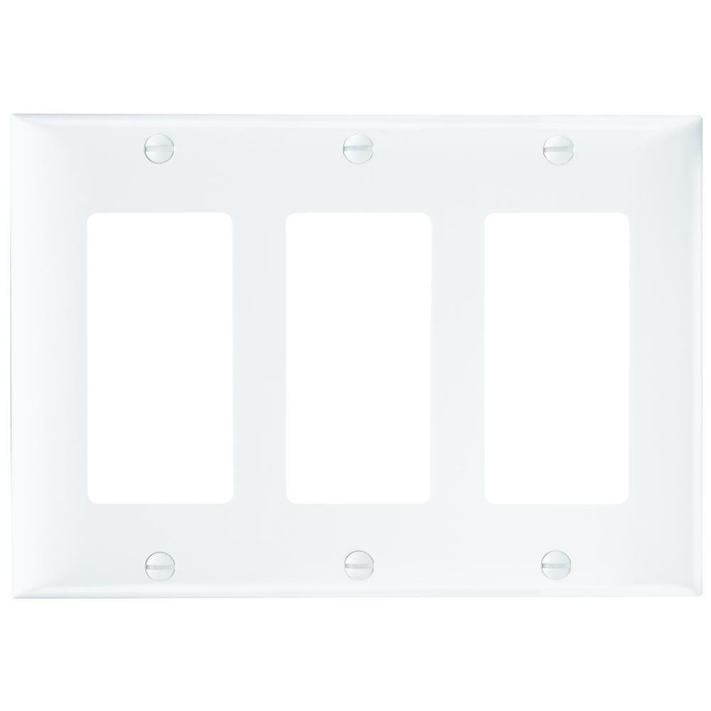 SP263-W - 3-Gang Thermoset Wall Plate, 3 Decorator Openings, White