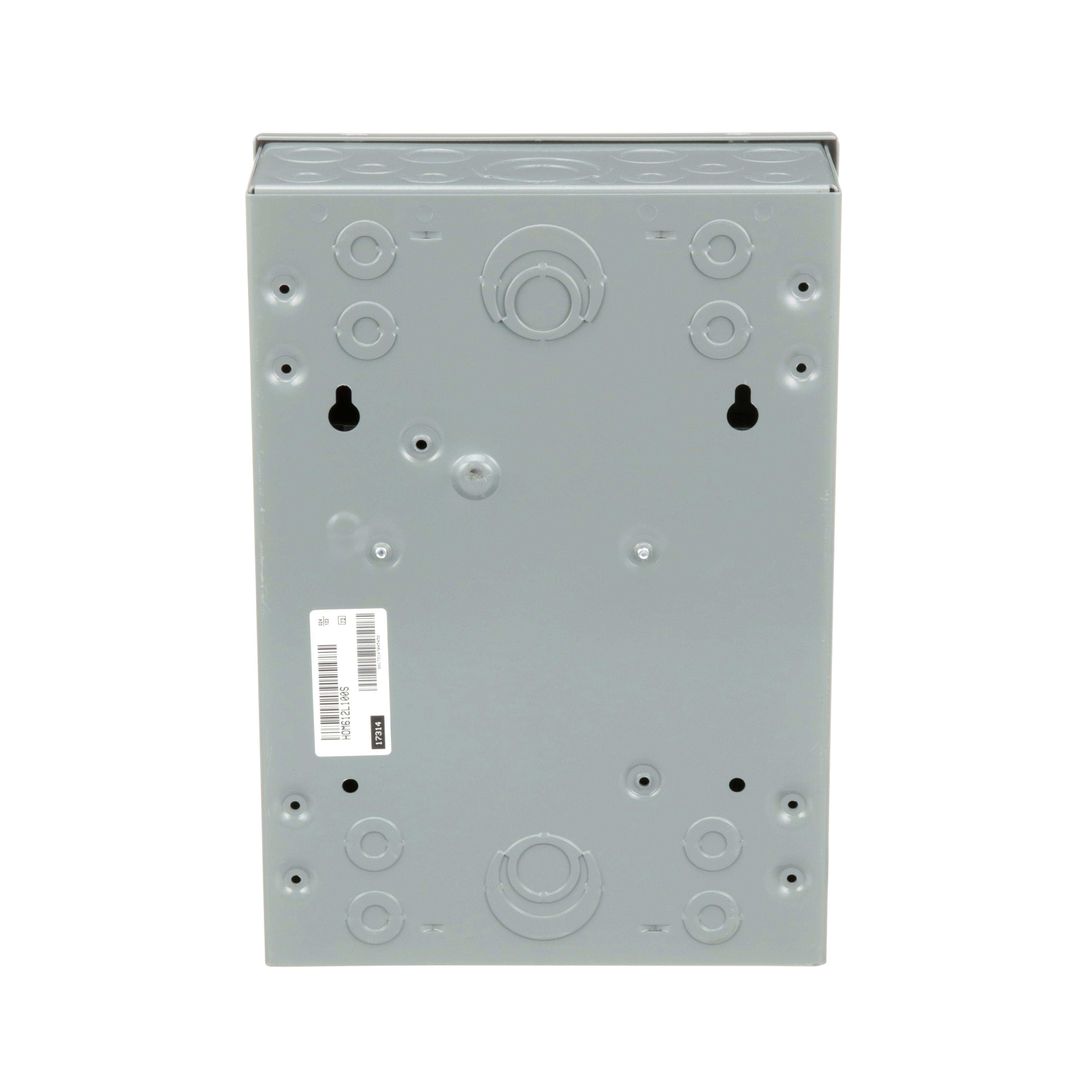 Picture of HOM612L100S - Load center, Homeline, 1 phase, 6 spaces, 12 circuits, 100A fixed main lugs, NEMA1, surface cover