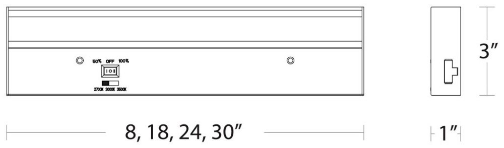 BA-AC18-CS-WT - Barlight 18" LED Undercabinet Task Luminaire, 3CCT Selectable 600 Lumen Dimmable 120V