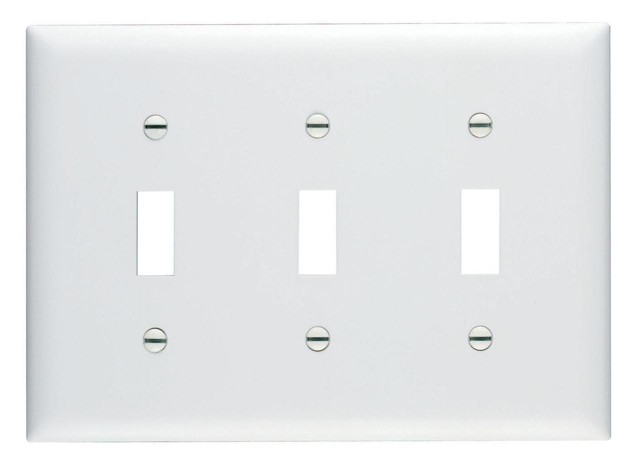 TP3-W - TradeMaster® 3-Gang Nylon Wall Plate, 3 Toggle Switch Openings, White