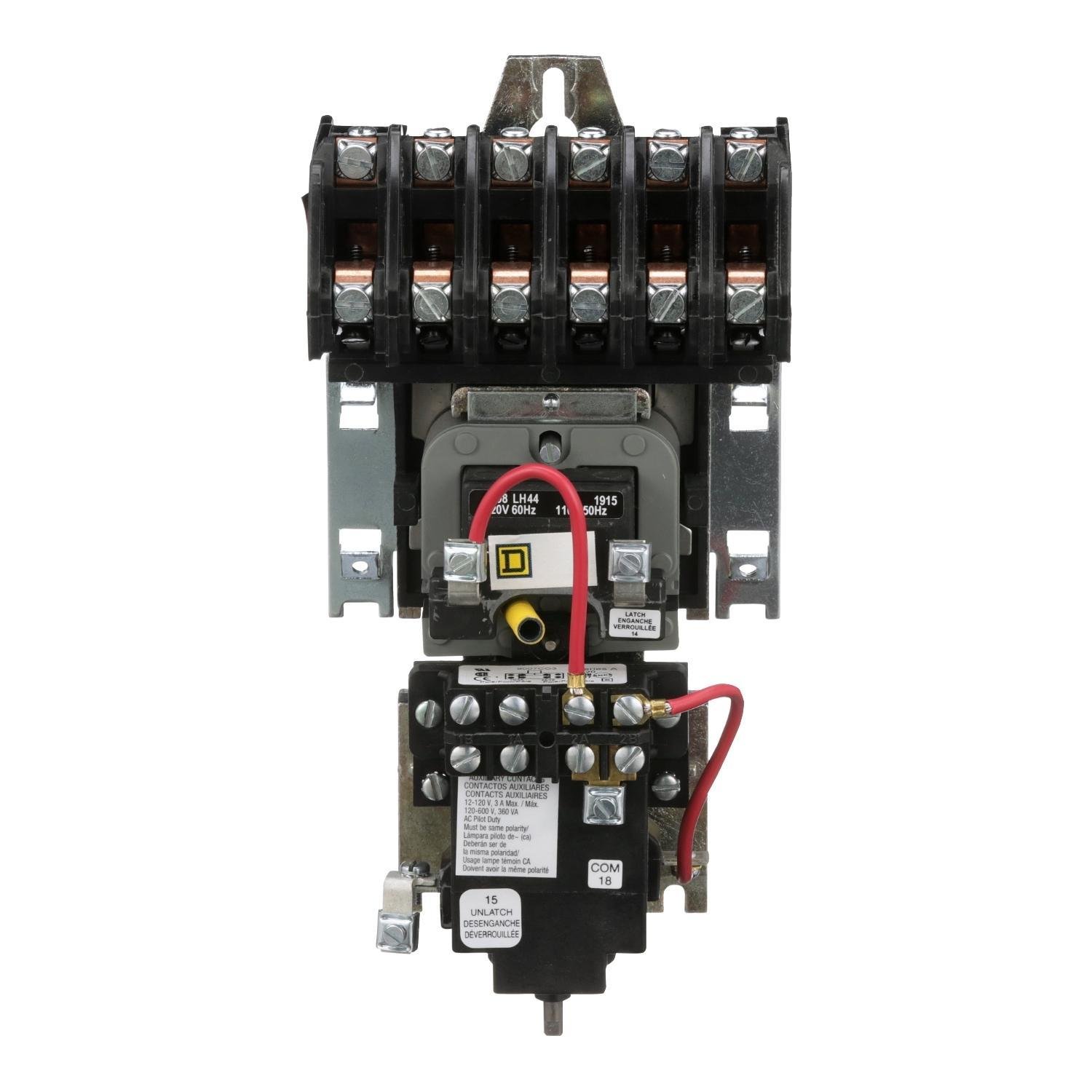 8903LXO60V02 - Contactor, Type L, multipole lighting, mechanically held, 30A, 6 pole, 600V, 110/120VAC 50/60Hz coil, open style [TAA]
