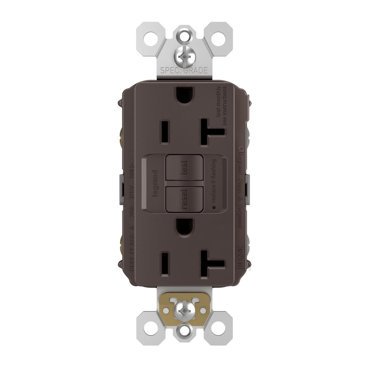 Picture of 2097 - radiant® 20A Duplex Self-Test GFCI Receptacles with SafeLock® Protection, Brown