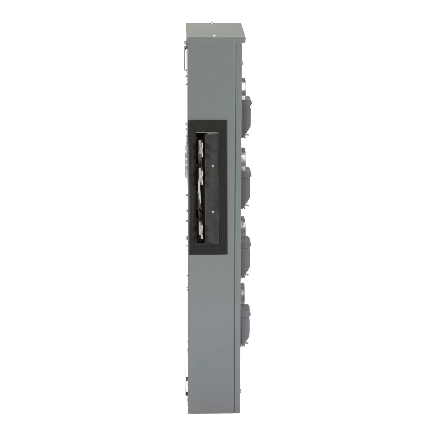 Picture of EZM114125 - Branch unit, EZ Meter-Pak, 125A, 4 x 4 jaw sockets, 120/240VAC, no bypass, ringed, 800A Al busbar