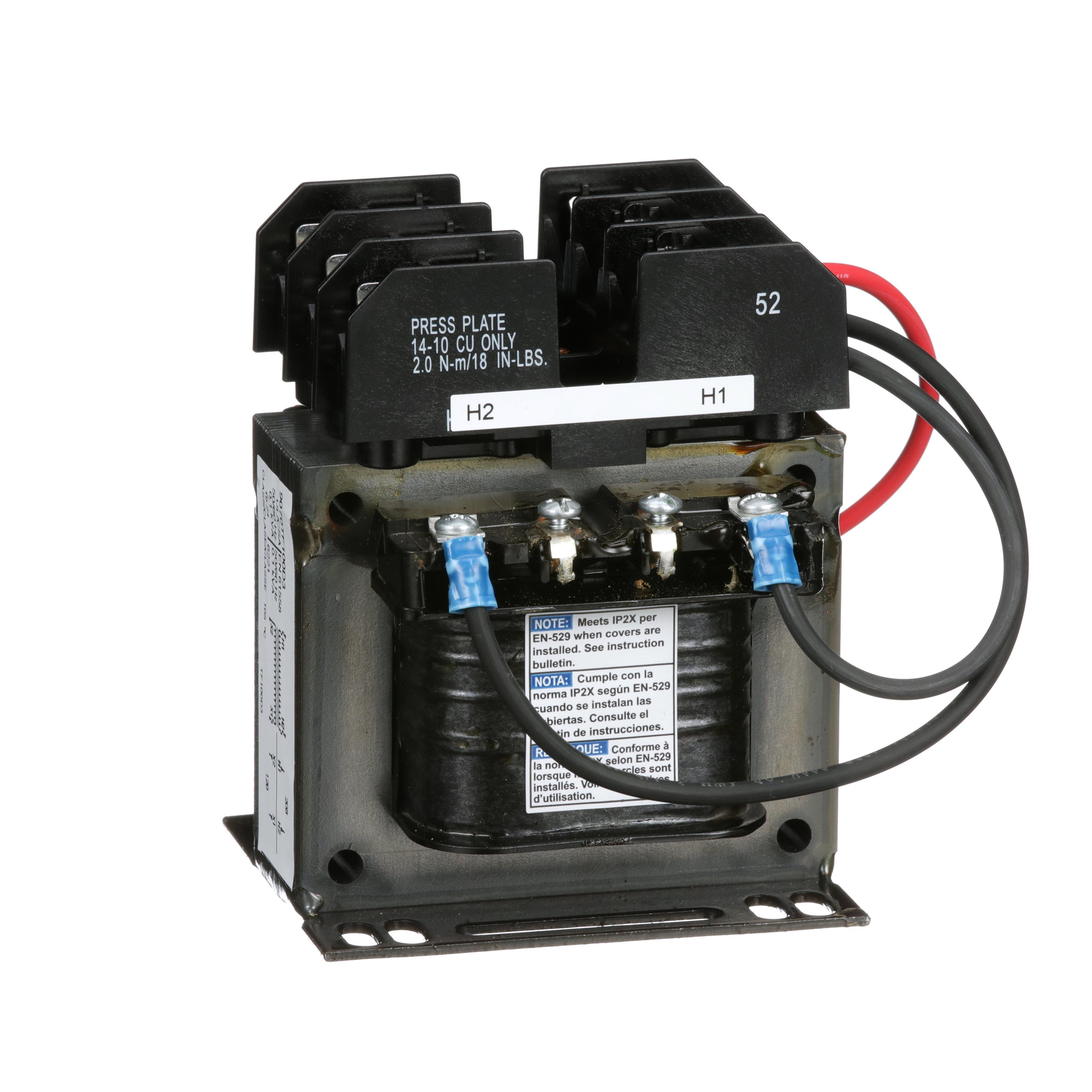 9070TF100D3 - Industrial control transformer, Type TF, 1 phase, 100VA, 208V primary, 120V secondary, 50/60Hz