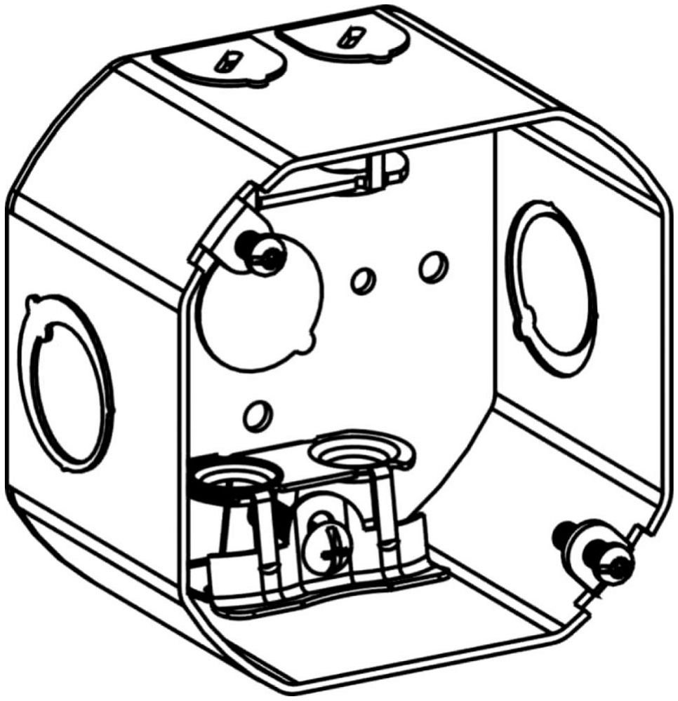 4RDB-MC - 2-1/8" DEEP, 4" (4O) WELDED OCTAGON STEEL BOX WITH MC CLAMPS