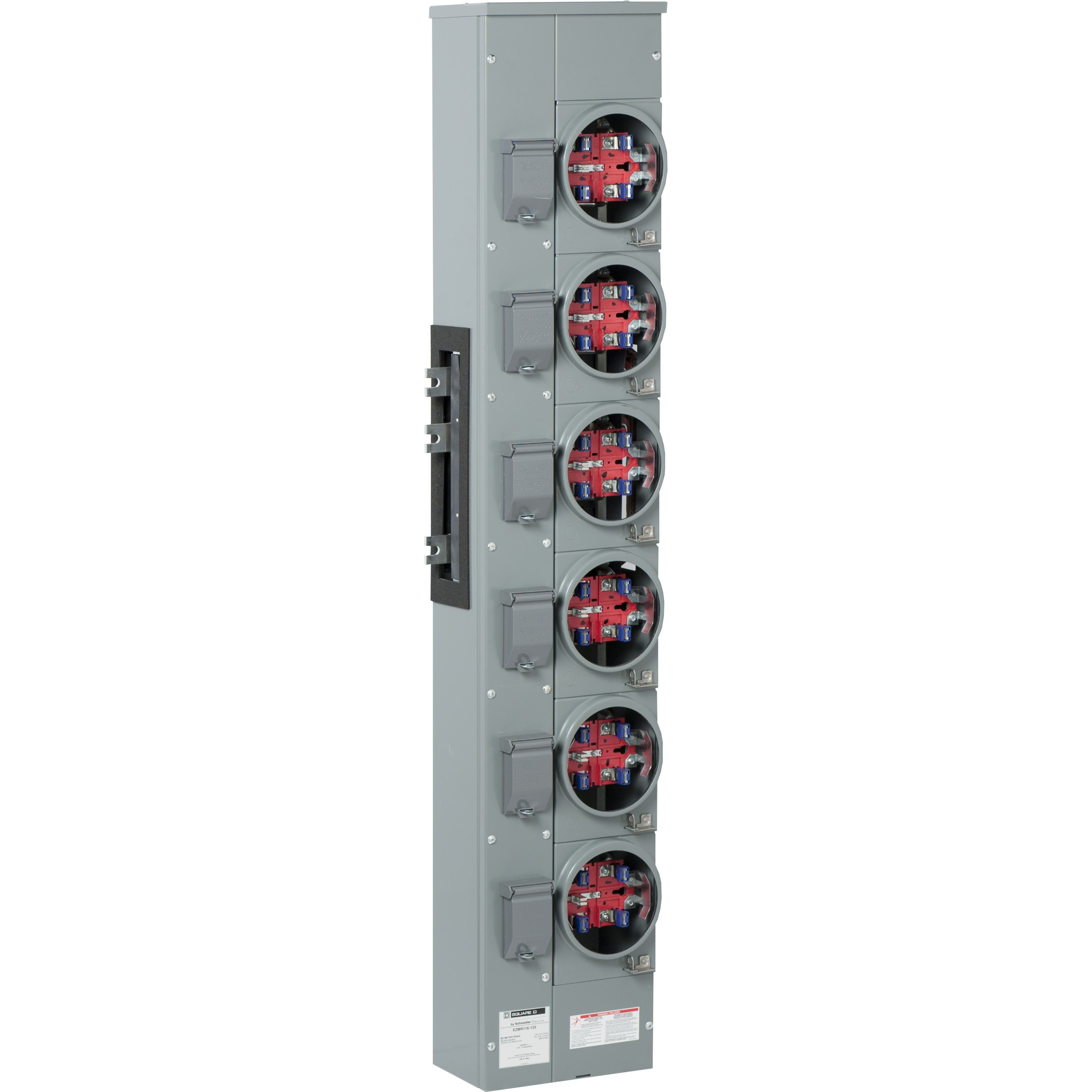Picture of EZMR116125 - Branch unit, EZ Meter-Pak, 125A, 6 x 5 sockets, 120/240VAC, no bypass, ringless, 800A Al busbar