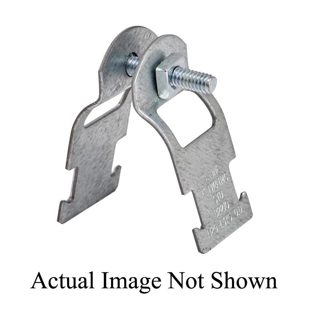 Picture of B2209PA-ZN-3/4 - Eaton B-Line series strut pipe clamps and accessories, .0677" height, 2.375" length, 1.25" width, 400 lbs, Steel, Safety factor of 5, Include combination recess, Pipe clamp for thinwall (EMT), Electro-plated zinc