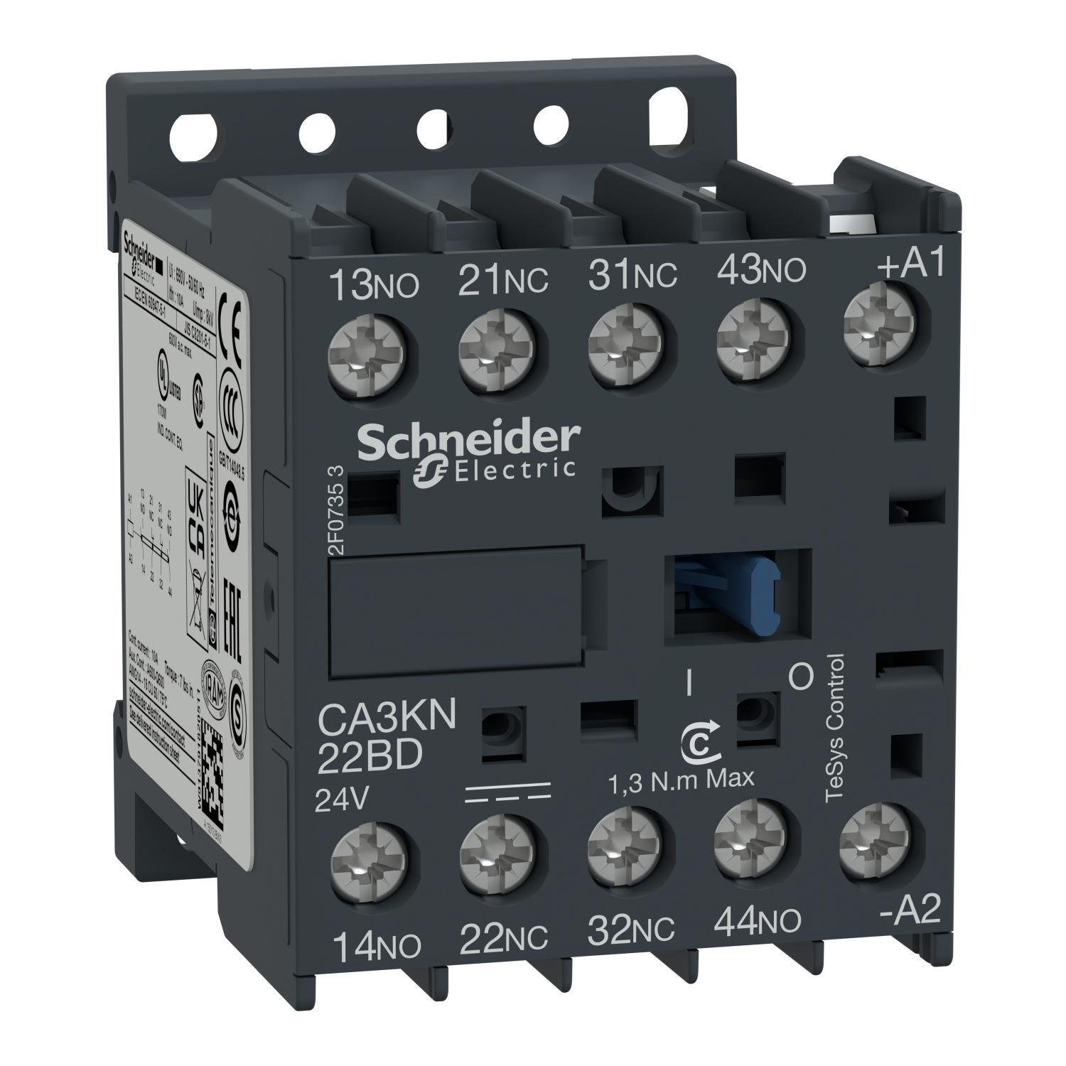 CA3KN22BD - Control relay, TeSys K, 2 NO + 2 NC, lt or eq to 690V, 24VDC standard coil