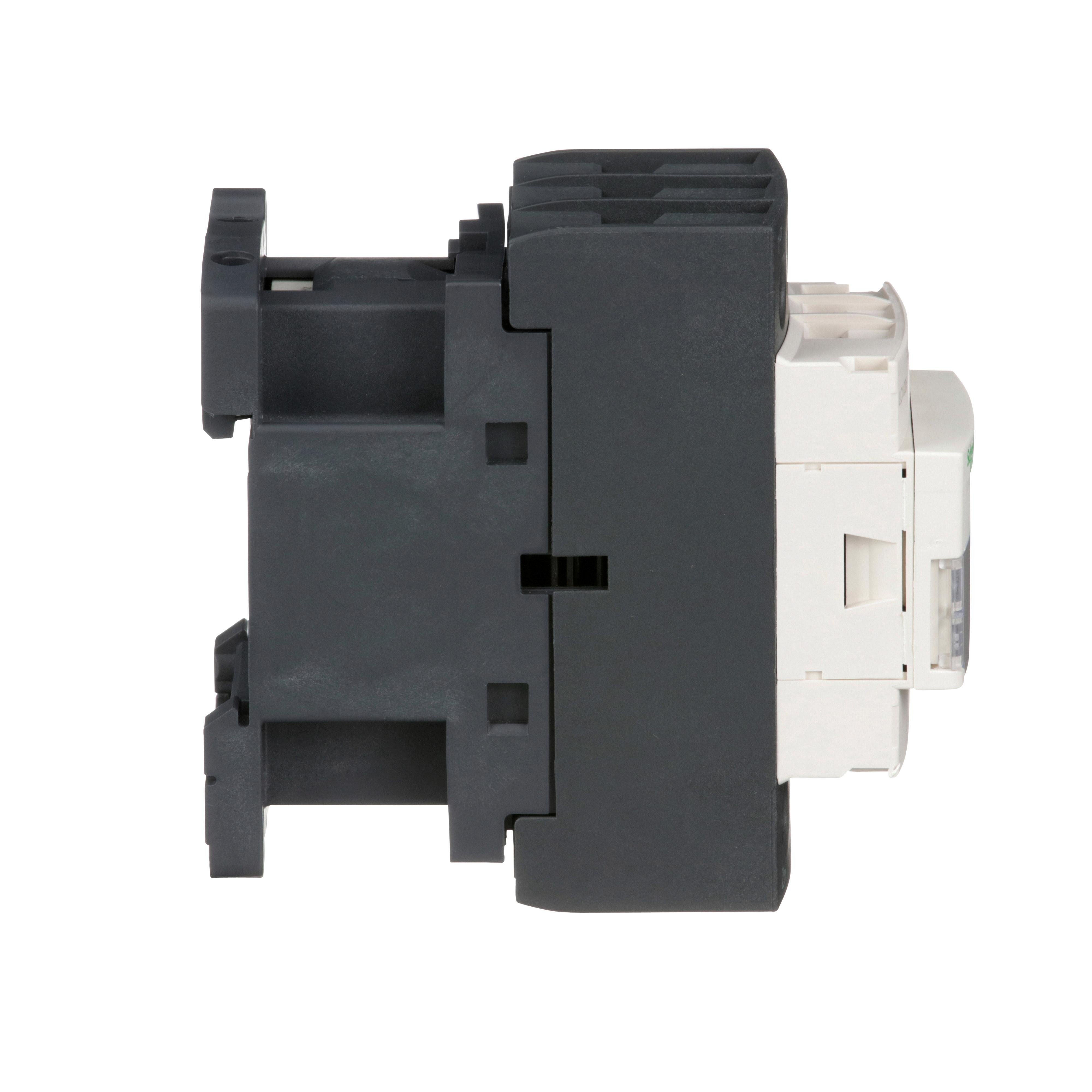 Picture of LC1D25B7 - IEC contactor, TeSys Deca, nonreversing, 25A, 15HP at 480VAC, up to 100kA SCCR, 3 phase, 3 NO, 24VAC 50/60Hz coil, open
