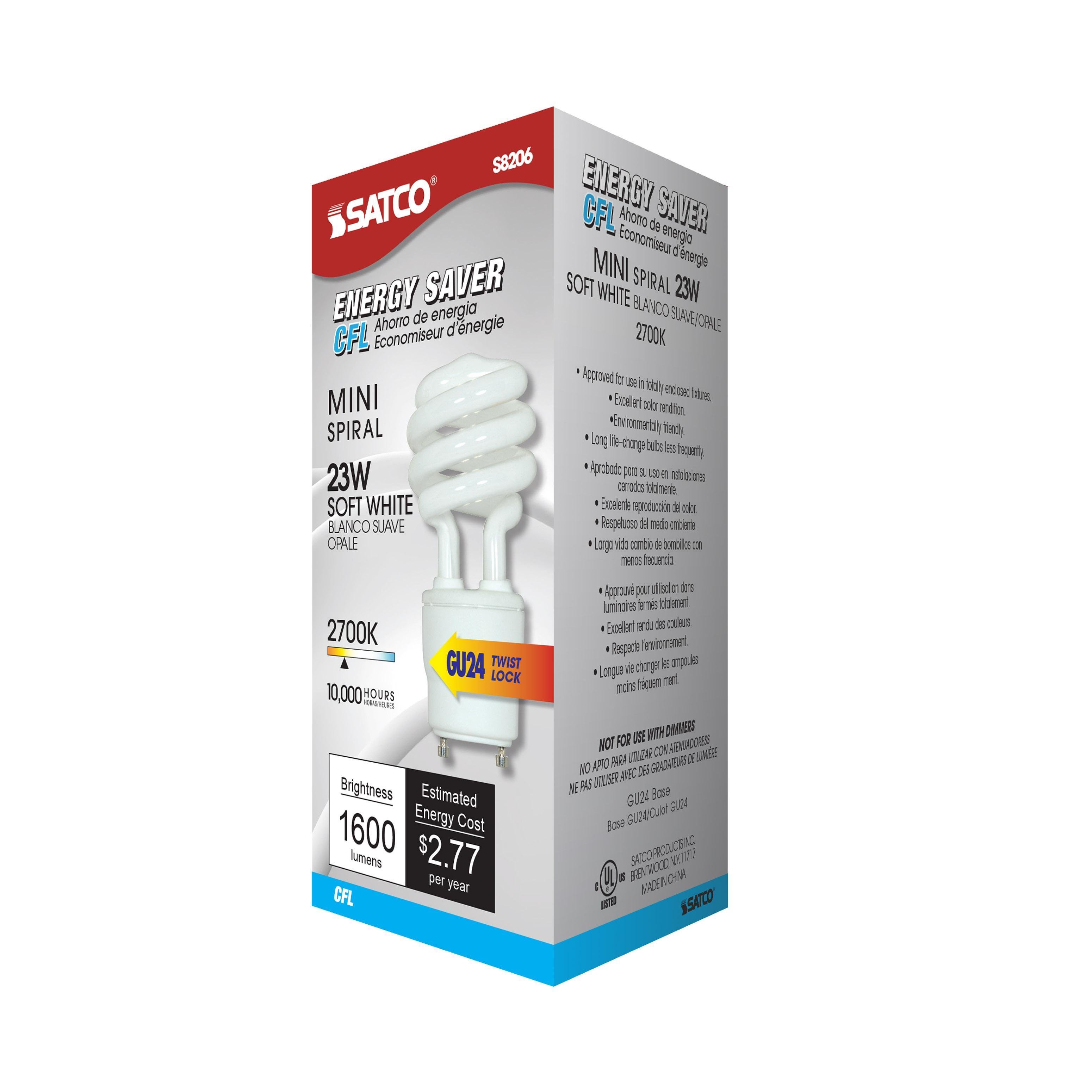 Picture of S8206 - 23 Watt - Mini Spiral Compact Fluorescent - 2700K - 82 CRI - GU24 base - 120 Volt