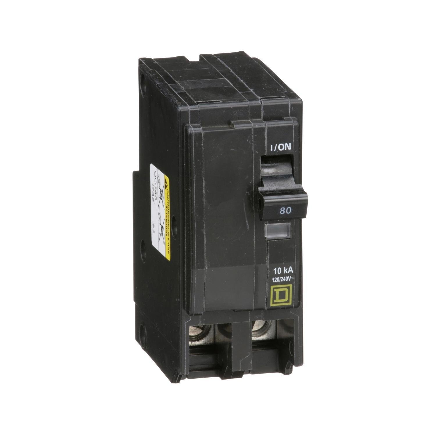 QO280 - Mini circuit breaker, QO, 80A, 2 pole, 120/240VAC, 10kA, plug in