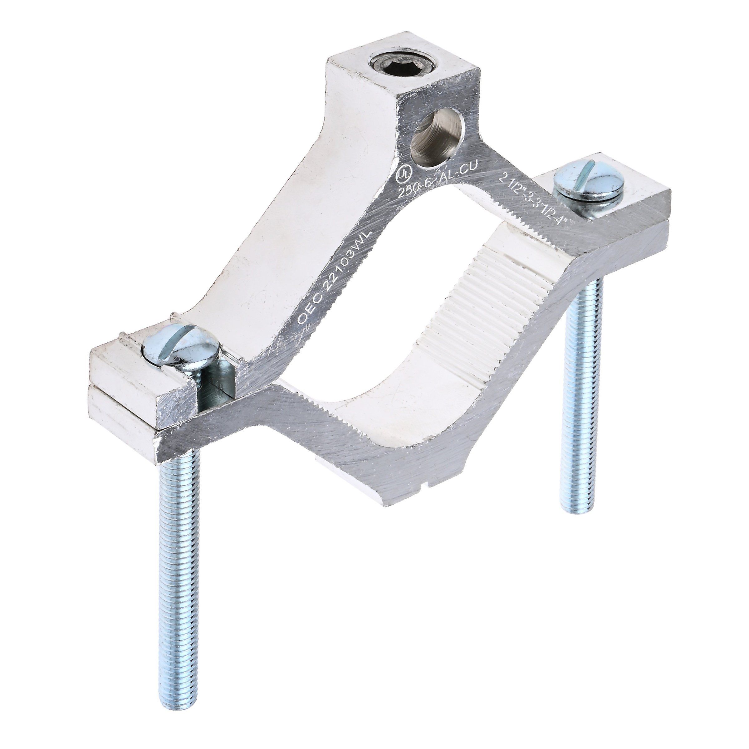 GCA-4 - Aluminum Ground Clamp, CU/AL 250 MCM to 6 AWG, 2-1/2″ to 4″ Pipe