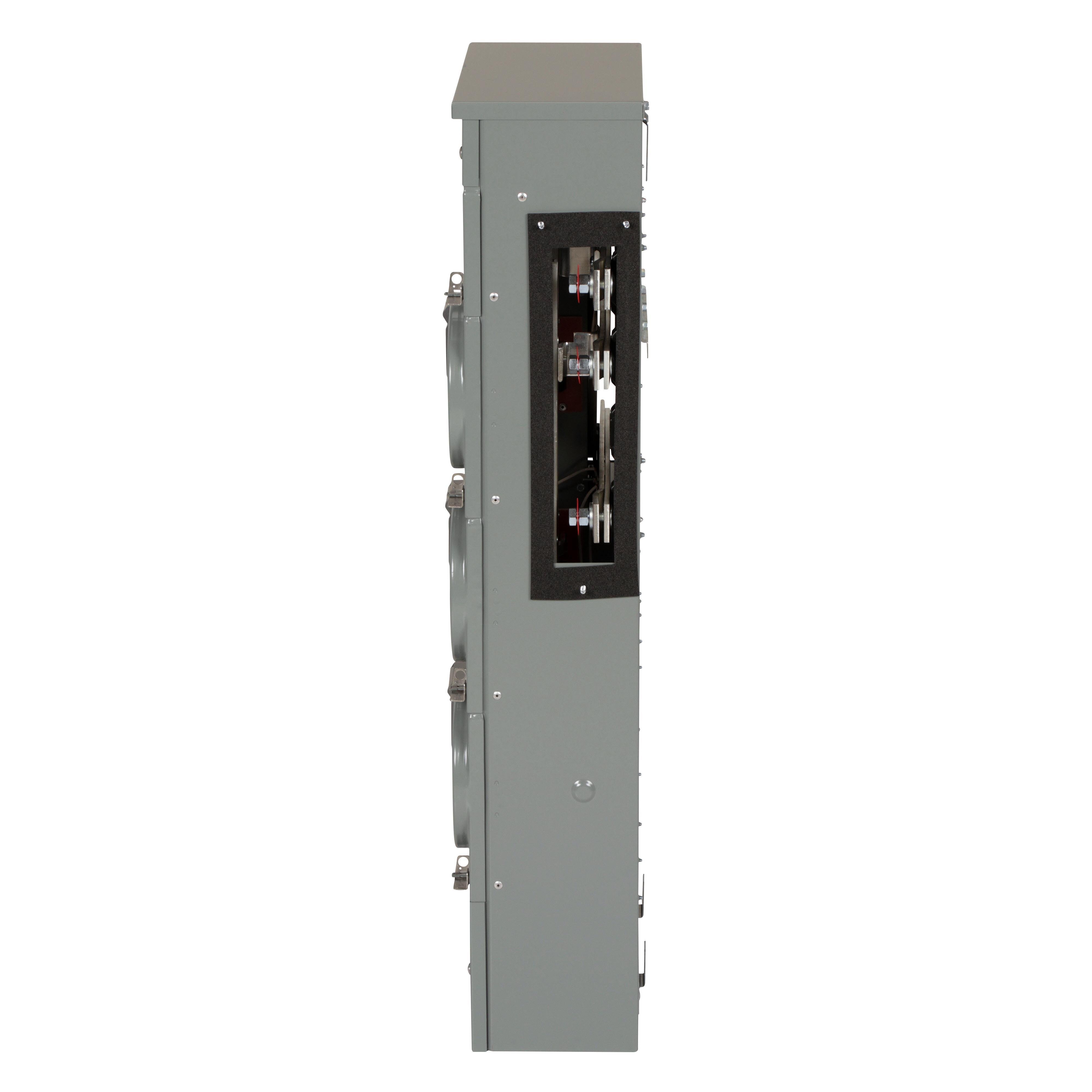 Picture of EZMR113225 - Branch unit, EZ Meter-Pak, 225A, 3 x 5 jaw sockets, 120/240VAC, no bypass, ringless, 800A Al busbar