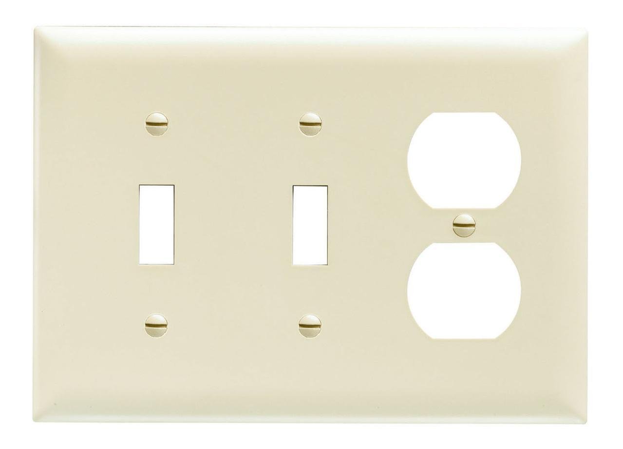 TP28-I - TradeMaster® 3-Gang Nylon Wall Plate, 2 Toggle Switch Openings, 1 Duplex Receptacle Opening, Ivory