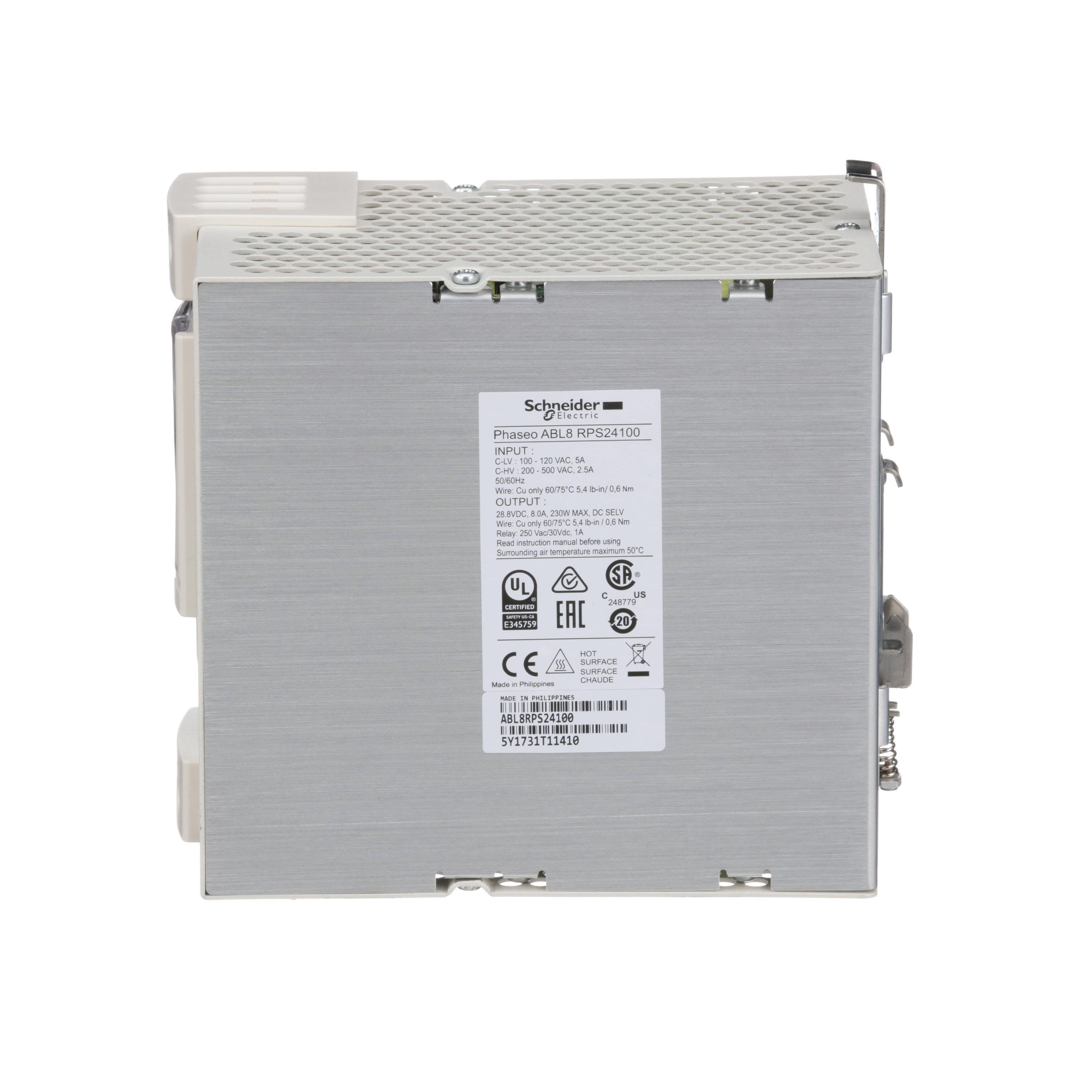 Picture of ABL8RPS24100 - universal power supply, Phaseo, 1 or 2 phase, 100 to 500 V, 24 V, 10 A