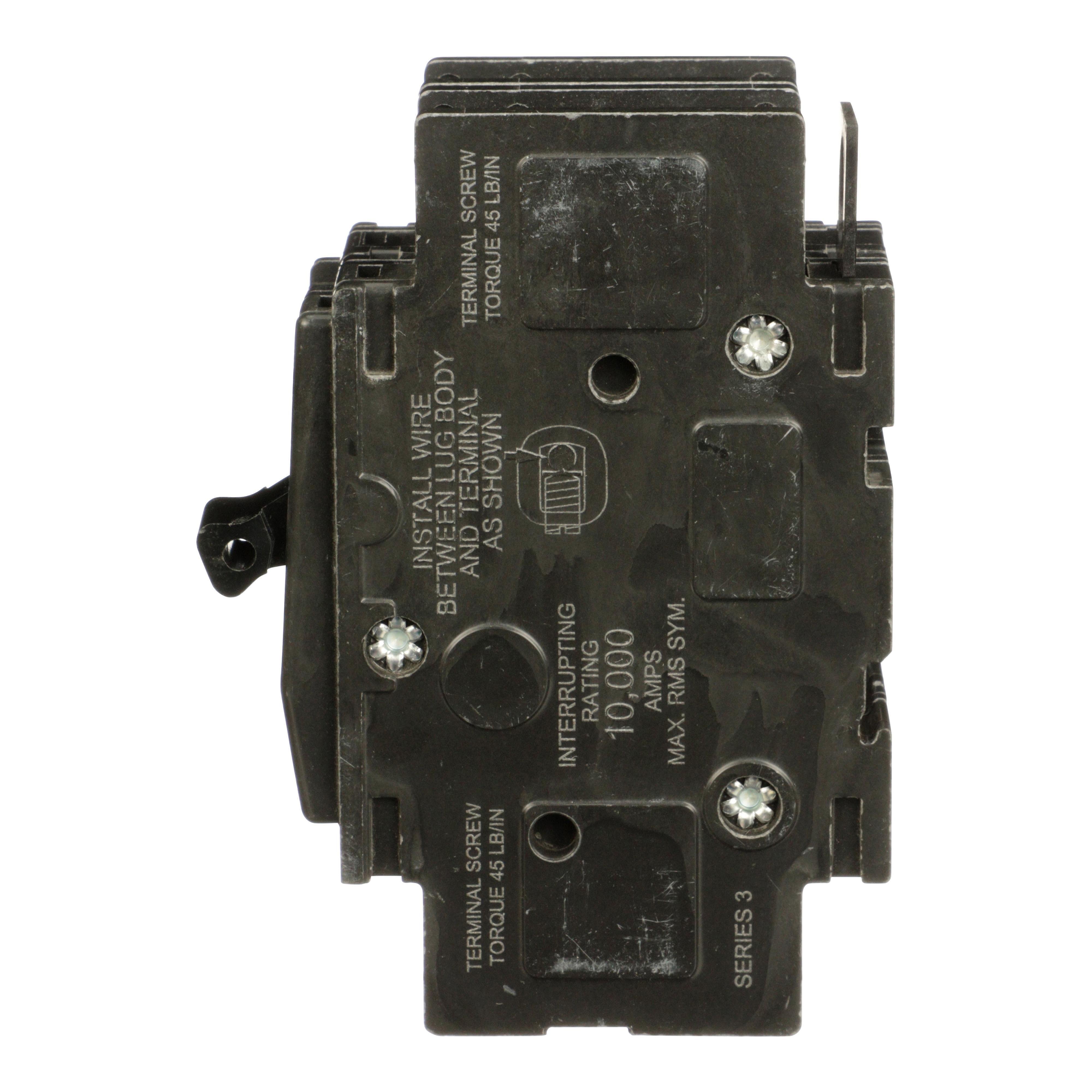 Picture of QOU2103100 - Mini circuit breaker, QOU, 10A, 2 pole, 120/240 VAC, 10kA, mounting foot