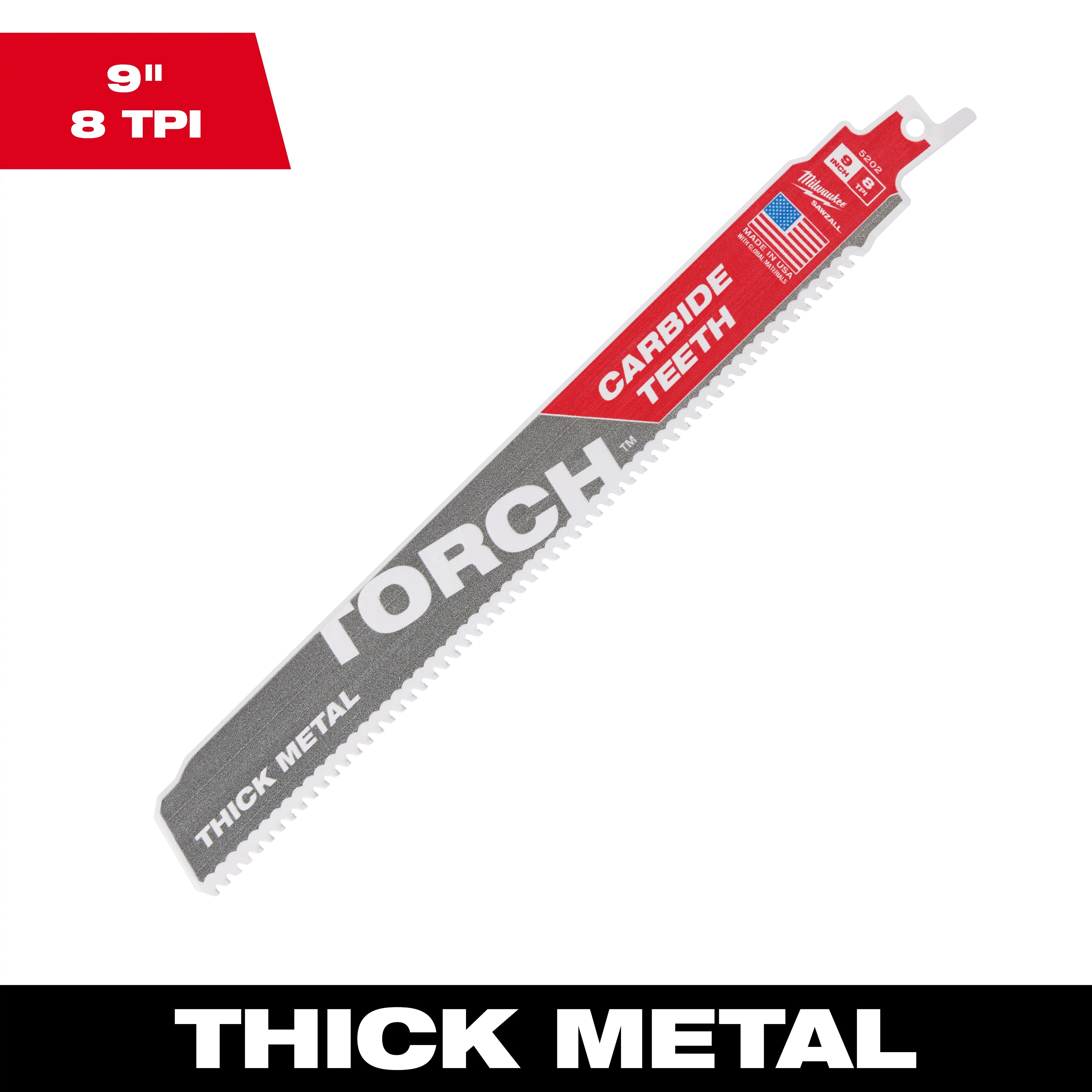 Picture of 48-00-5202 - 9" 8 TPI TORCH™ with Carbide Teeth SAWZALL® Blade (1 PK)