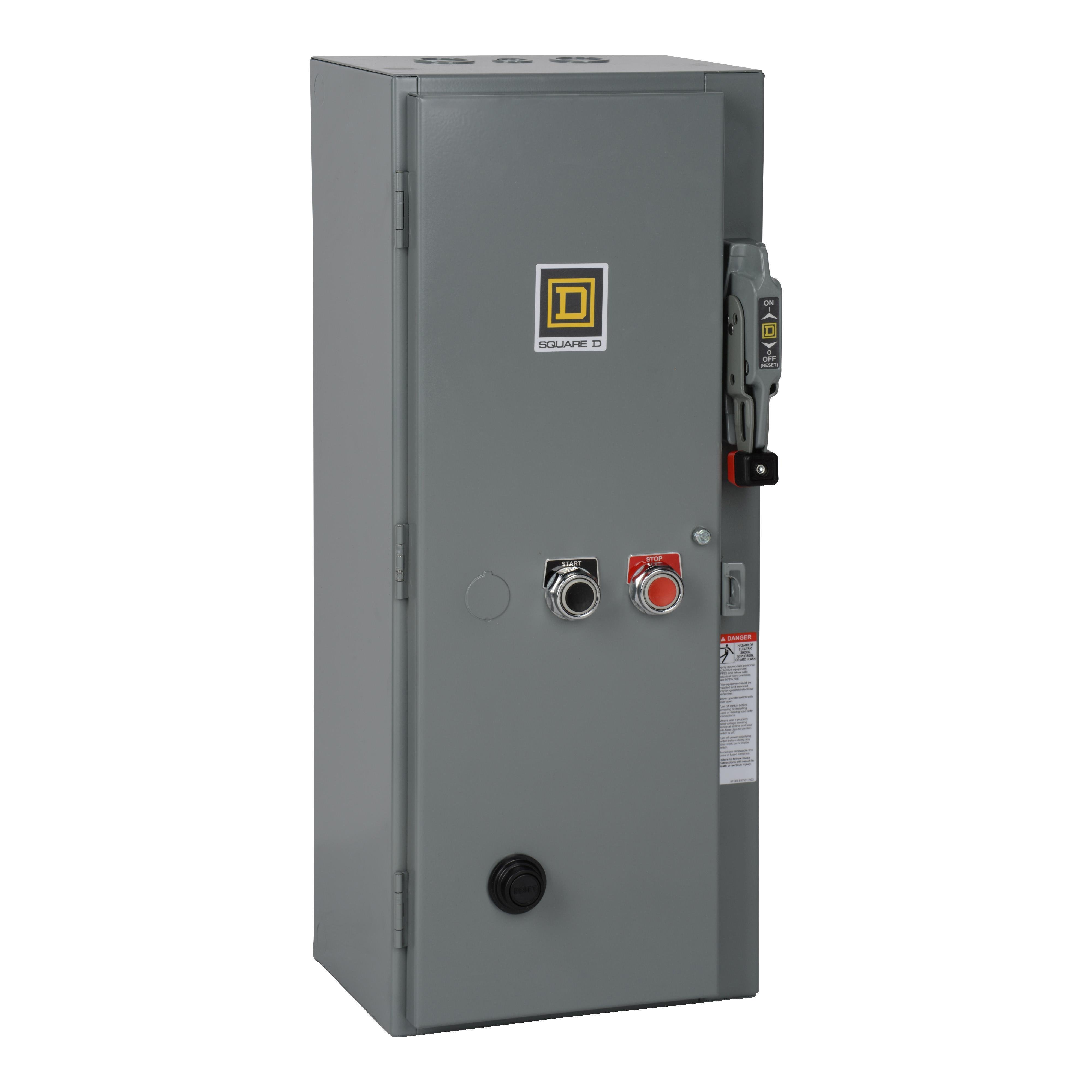 8538SDG14V02S - NEMA combination starter, Type S, 60A fusible disconnect, Size 2, 45A, 25HP at 600VAC, 3 phase, 3 pole, melting alloy, 120VAC coil, NEMA 1 [TAA]