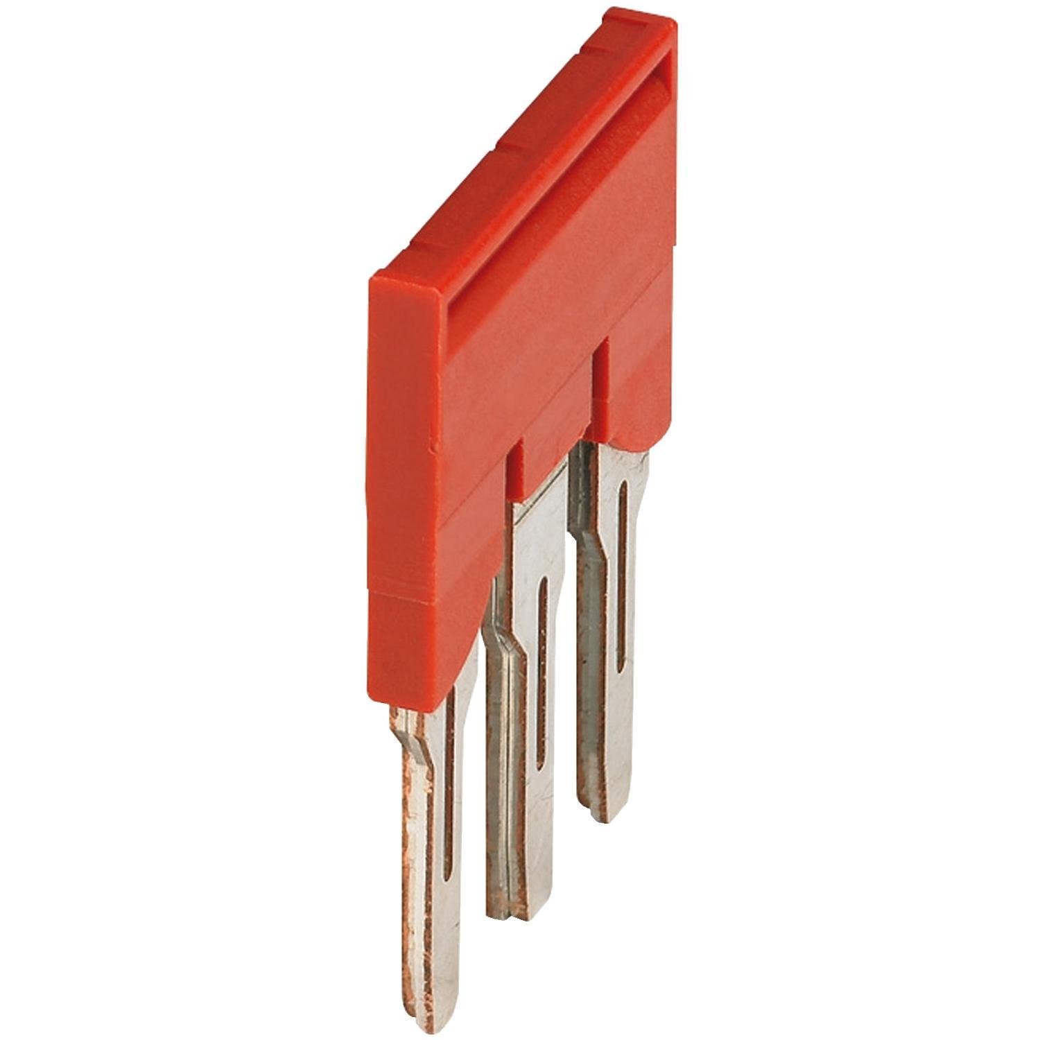 NSYTRAL63 - Plug-in bridge, Linergy TR, 3 points, for 6mm² terminal blocks, red, 3 way, set of 10