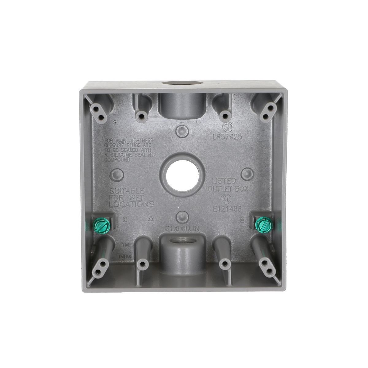 Picture of 5333-0 - 2-Gang Weatherproof Box, Three 1/2 in. Threaded Outlets, Gray