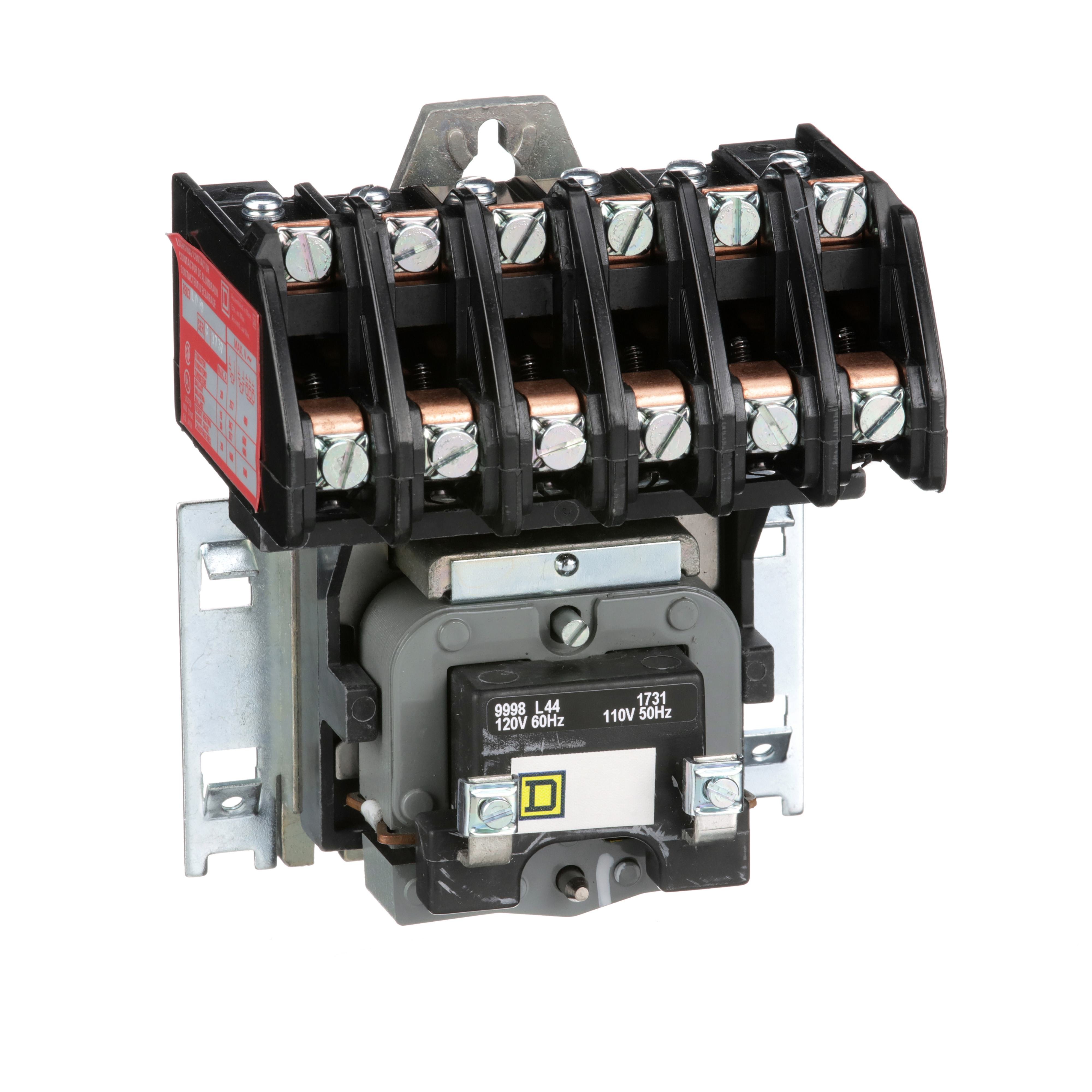 8903LO60V02 - Contactor, Type L, multipole lighting, electrically held, 30A, 6 pole, 600V, 110/120VAC 50/60Hz coil, open style