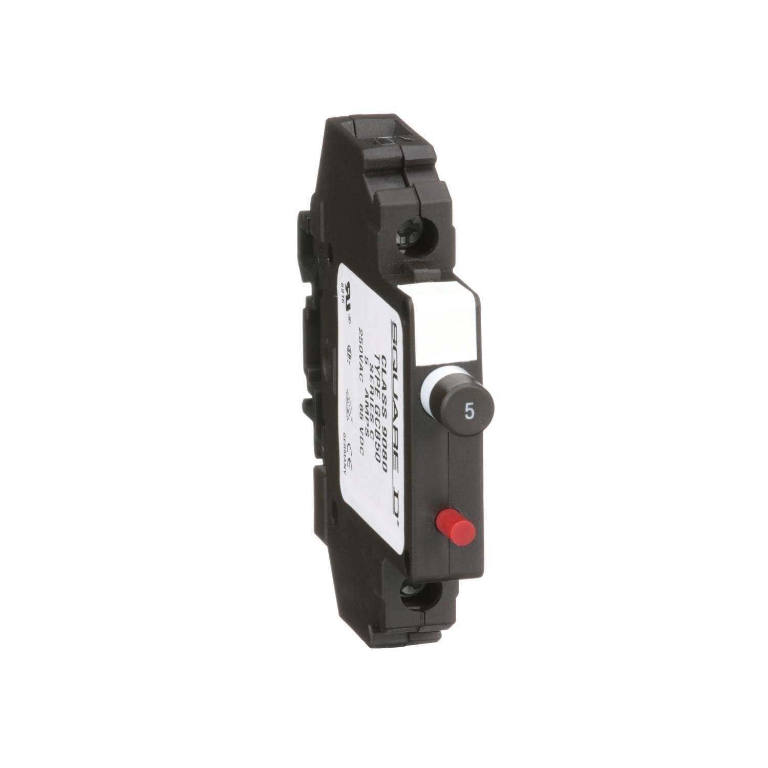 Picture of 9080GCB50 - Circuit protector, Linergy, thermal magnetic overcurrent, track mount, 5.0A, 250VAC, 65VDC