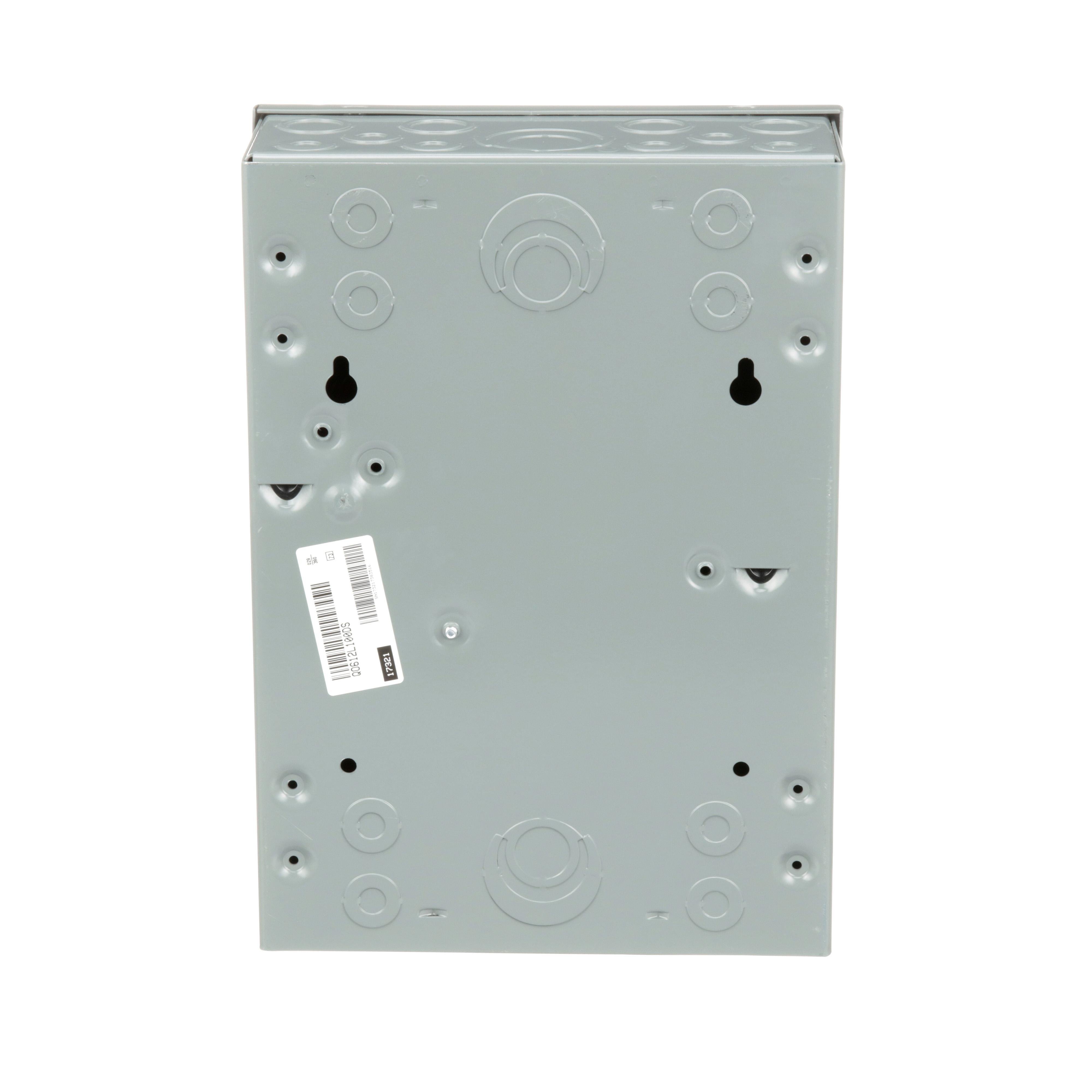 Picture of QO612L100DS - Load center, QO, 1 phase, 6 spaces, 12 circuits, 100A fixed main lugs, NEMA1, door surface cover