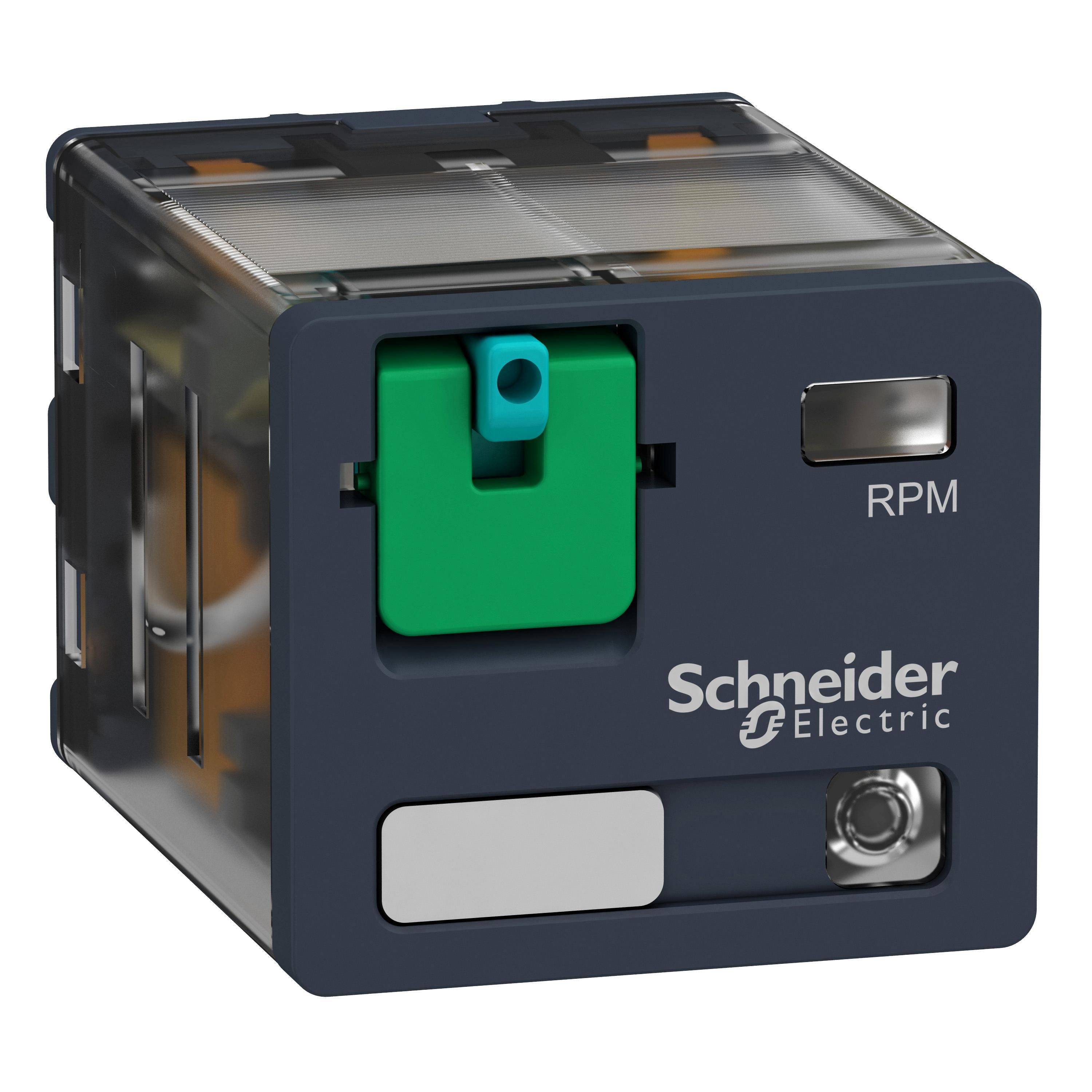 Picture of RPM32BD - plug-in relay, Harmony electromechanical relays, 15A, 3CO, with LED, lockable test button, 24V DC