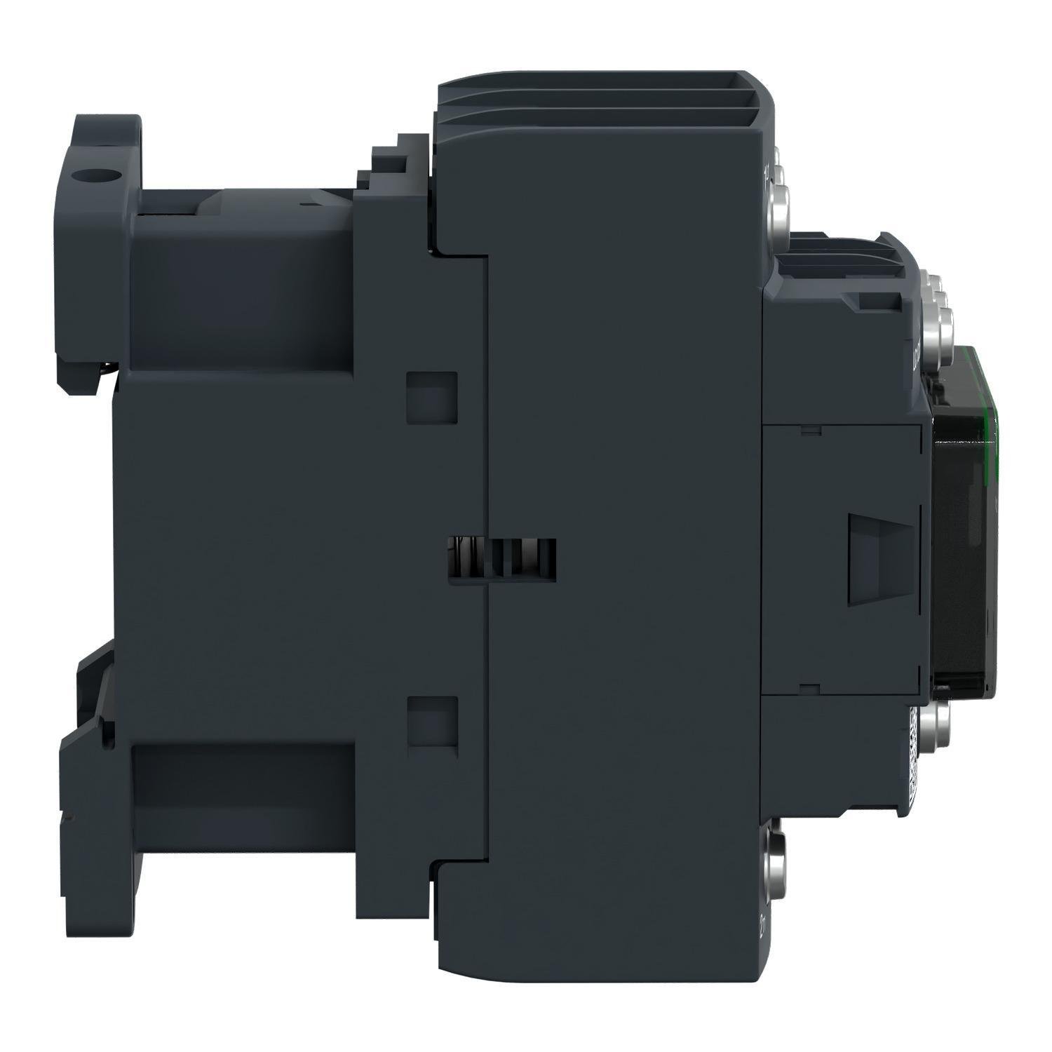 Picture of LC1D386BL - IEC contactor, TeSys Deca, nonreversing, 38A, 20HP at 480VAC, 3 phase, 3 pole, 3 NO, low consumption, 24VDC coil, open
