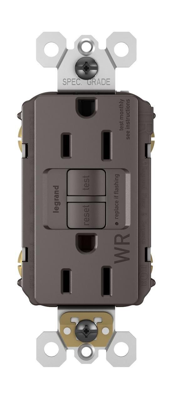 Picture of 1597-TRWR - radiant® Tamper-Resistant Weather-Resistant 15A Duplex Self-Test GFCI Receptacles with SafeLock® Protection, Brown