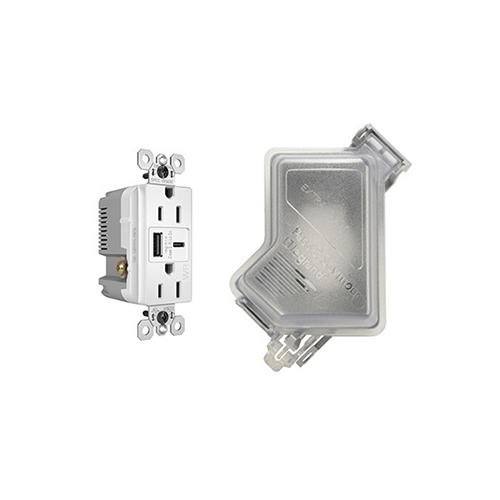 Picture of WRR26USBAC6W - radiant® Outdoor Ultra-Fast USB Outlet, White
