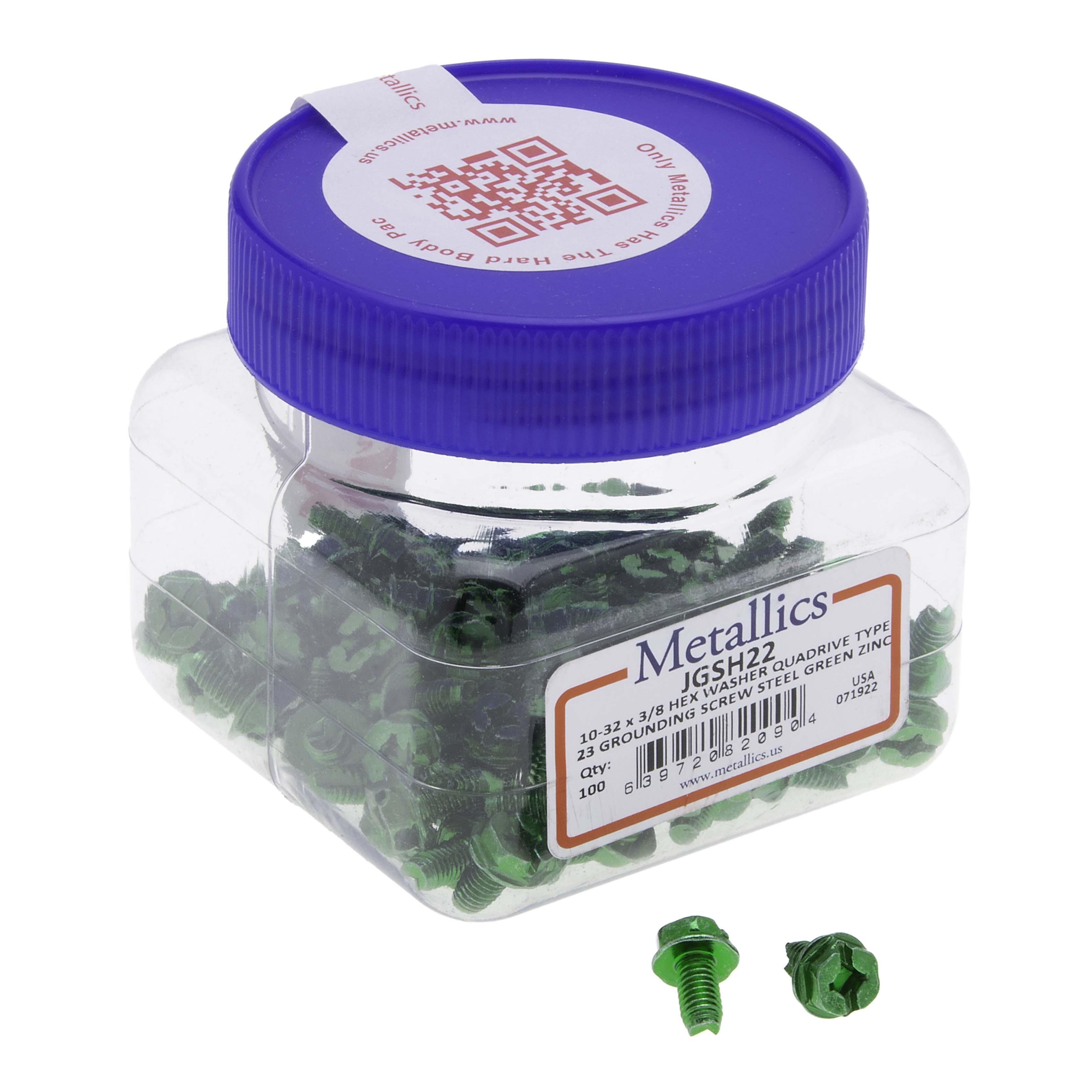 Picture of JGSH22 - Ground Screw10-32 X 3/8 QD T-23 Green Steel Zinc (Jar 100)