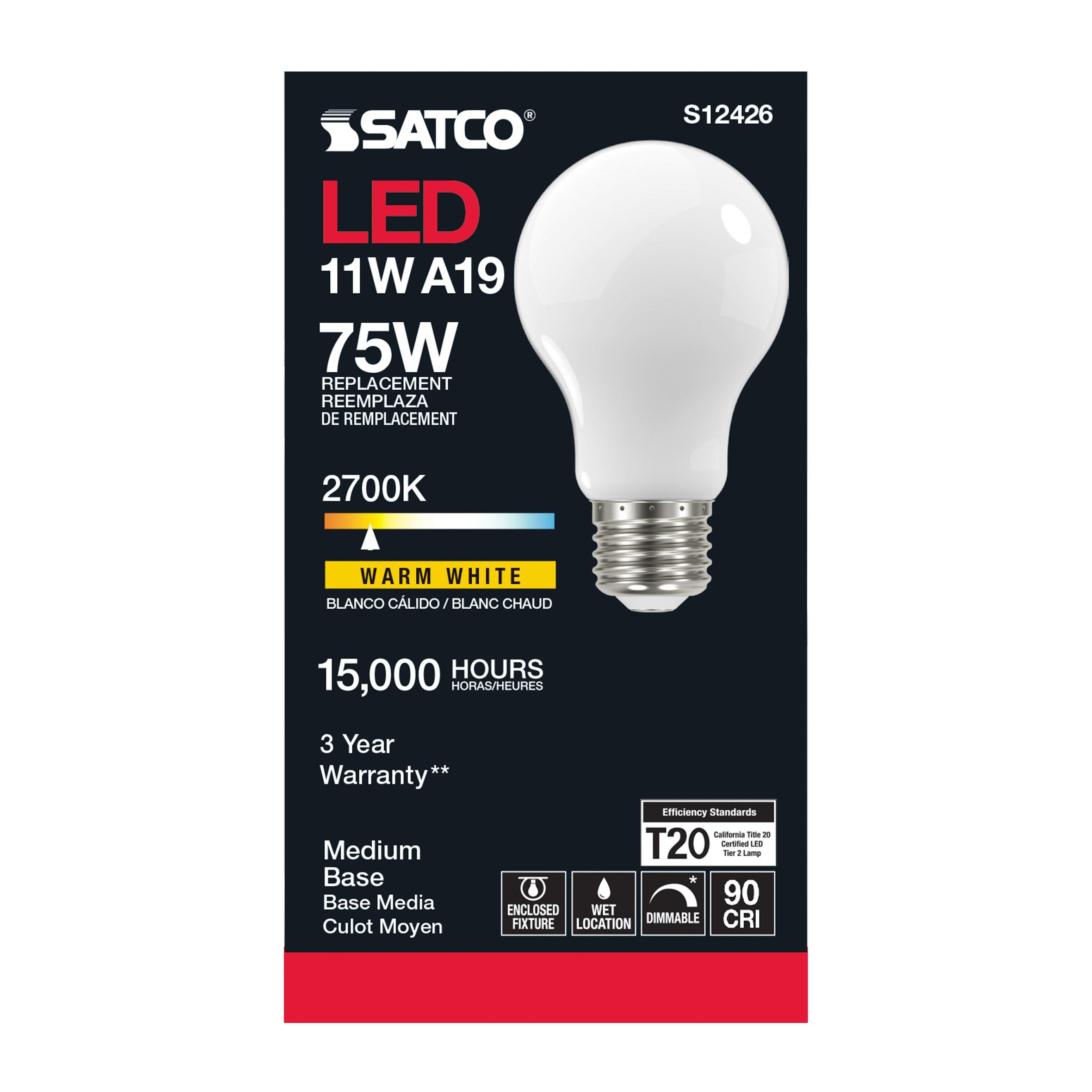 Picture of S12426 - 11 Watt LED A19 - Soft White - Medium Base - 2700K - 90 CRI - 120 Volt
