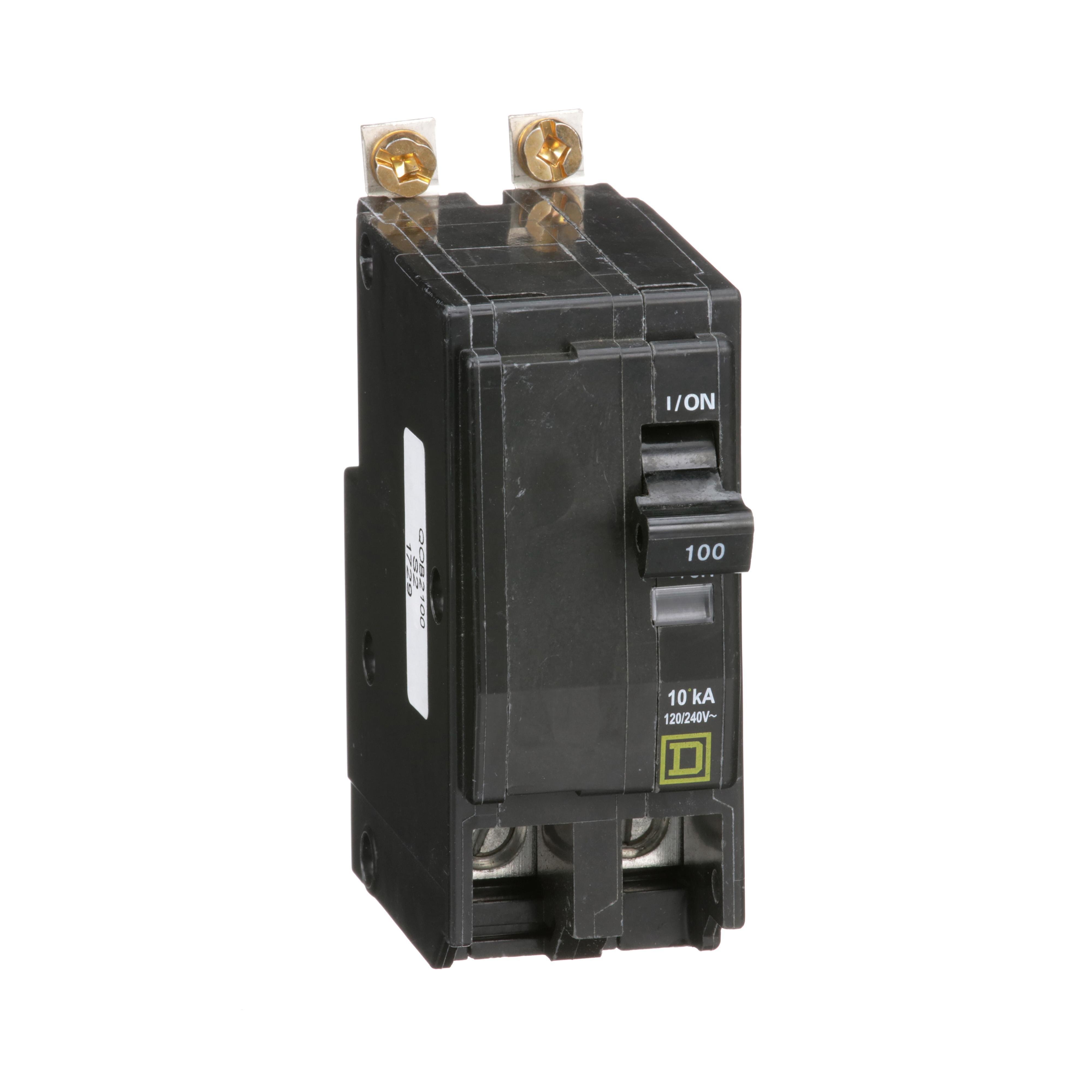 QOB2100 - Mini circuit breaker, QO, 100A, 2 pole, 120/240VAC, 10kA, bolt on