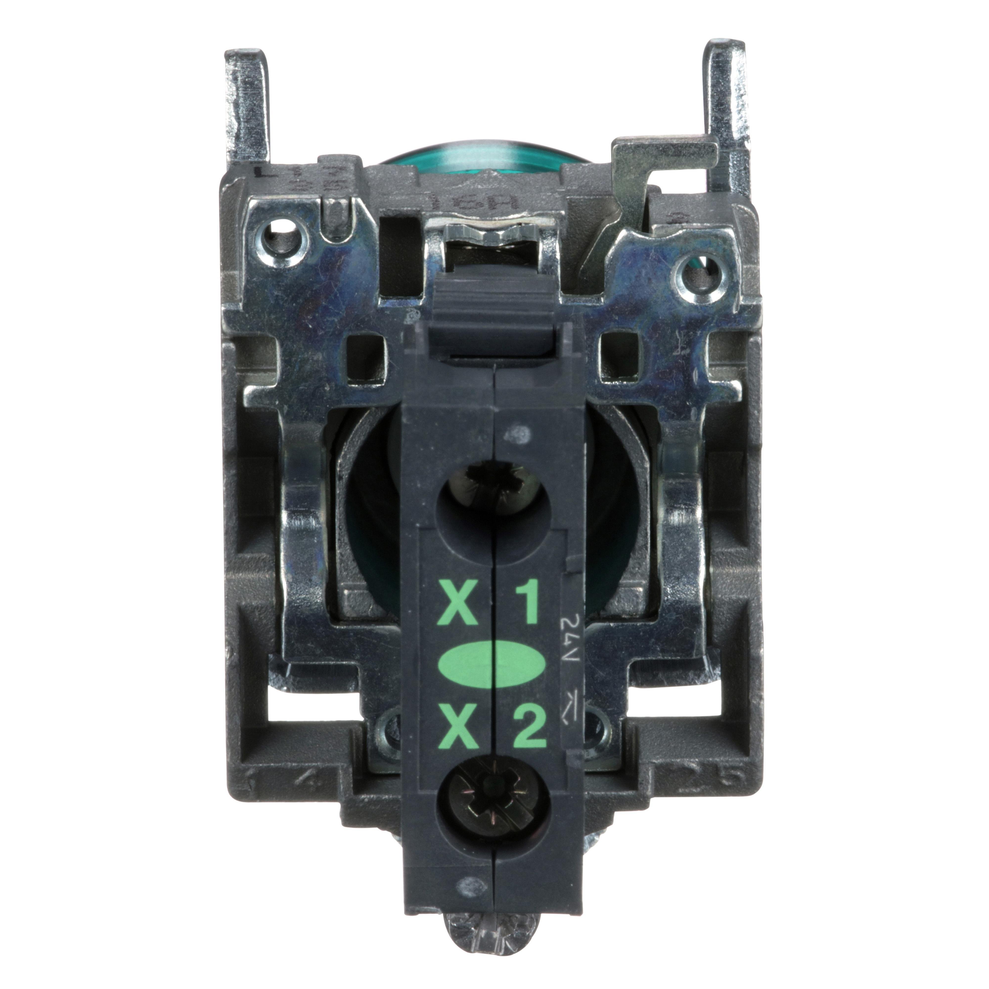 Picture of XB4BVB3 - Pilot light, Harmony XB4,metal, green, 22mm, universal LED, plain lens, 24V AC DC