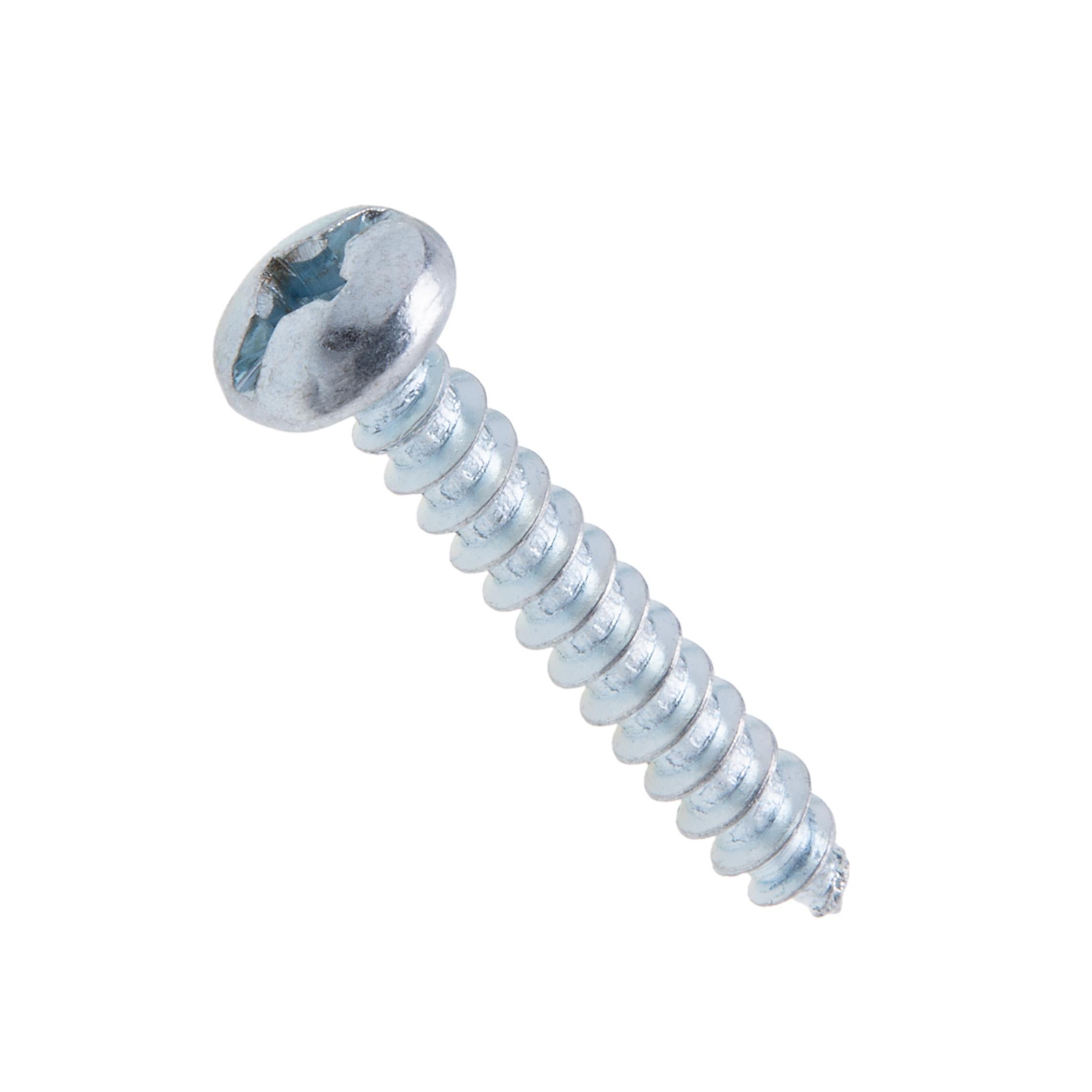 JTTS28 - Sheet Metal Screw, #10 size, Pan head , Slotted/Phillips/Square drive , 1 in. length, Steel, Zinc Chromate finish, 100 per pack