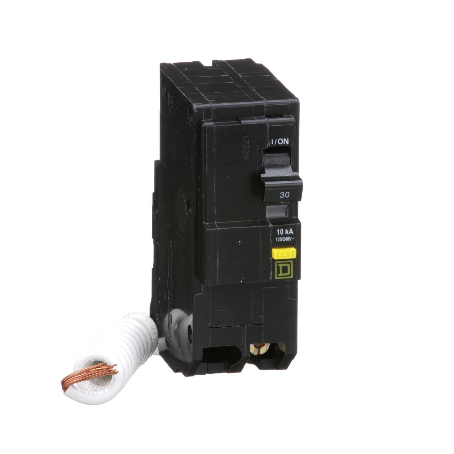 Picture of QO230GFI - [TAA] Mini circuit breaker, QO, 30A, 2 pole, 120/240VAC, 10kA, plug in, 6mA grd fault A, pigtail