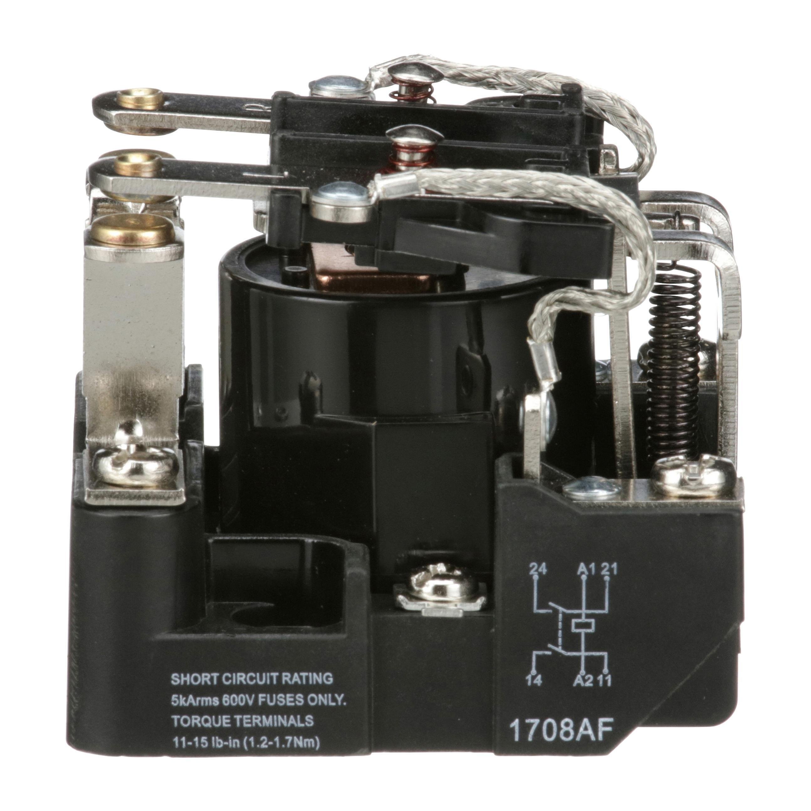 Picture of 8501CO7V20 - Power Relay, Type C, 2 HP, 30A resistive at 300 VAC, DPST, 2 normally open contacts, 120 VAC coil