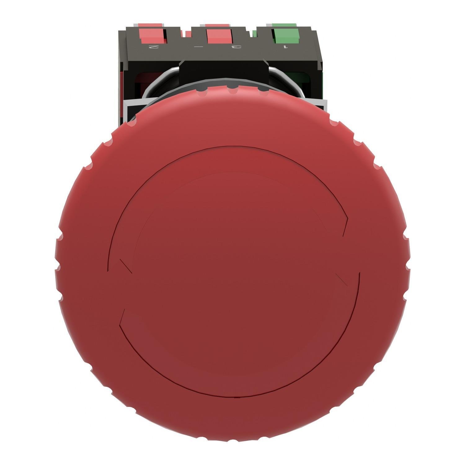 Picture of XB6AS8349B - Complete emergency stop push button, Harmony XB6, 16mm, red pushbutton 30mm, trigger latching Turn to release, 1NO + 2NC