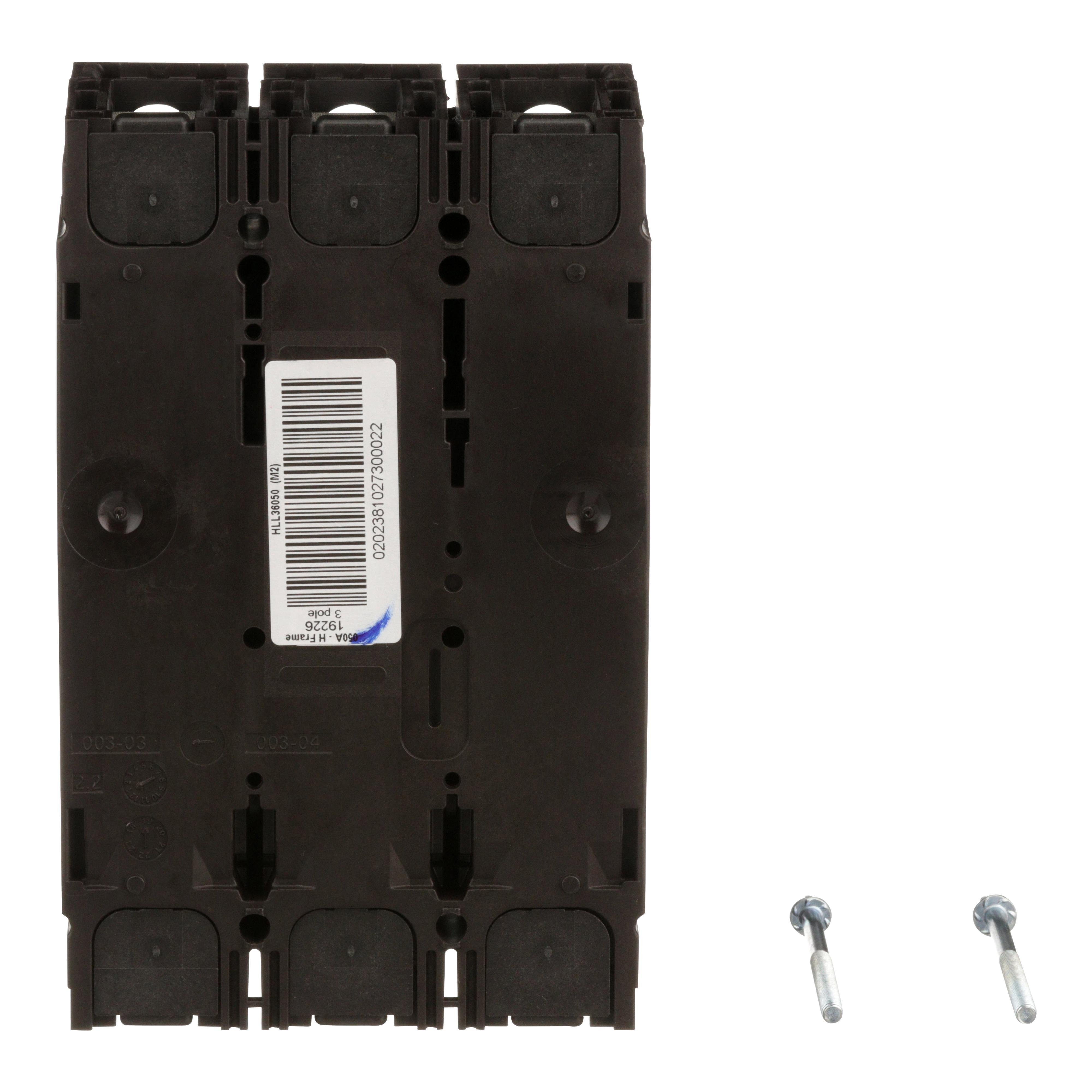Picture of HLL36050 - Circuit breaker, PowerPacT H, 50A, 3 pole, 600VAC, 50kA, lugs, thermal magnetic, 80%