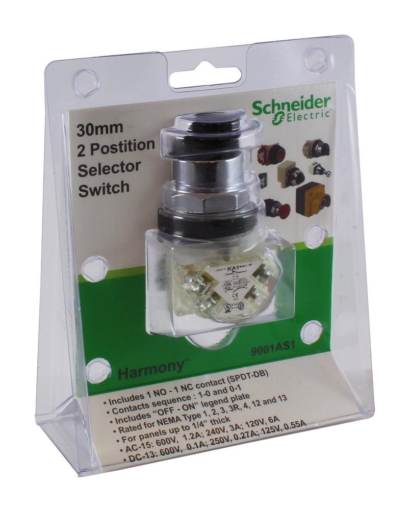 9001AS1 - 30mm Push Buttons, package containing 9001KS11BH13 2 position selector switch and OFF ON legend plate