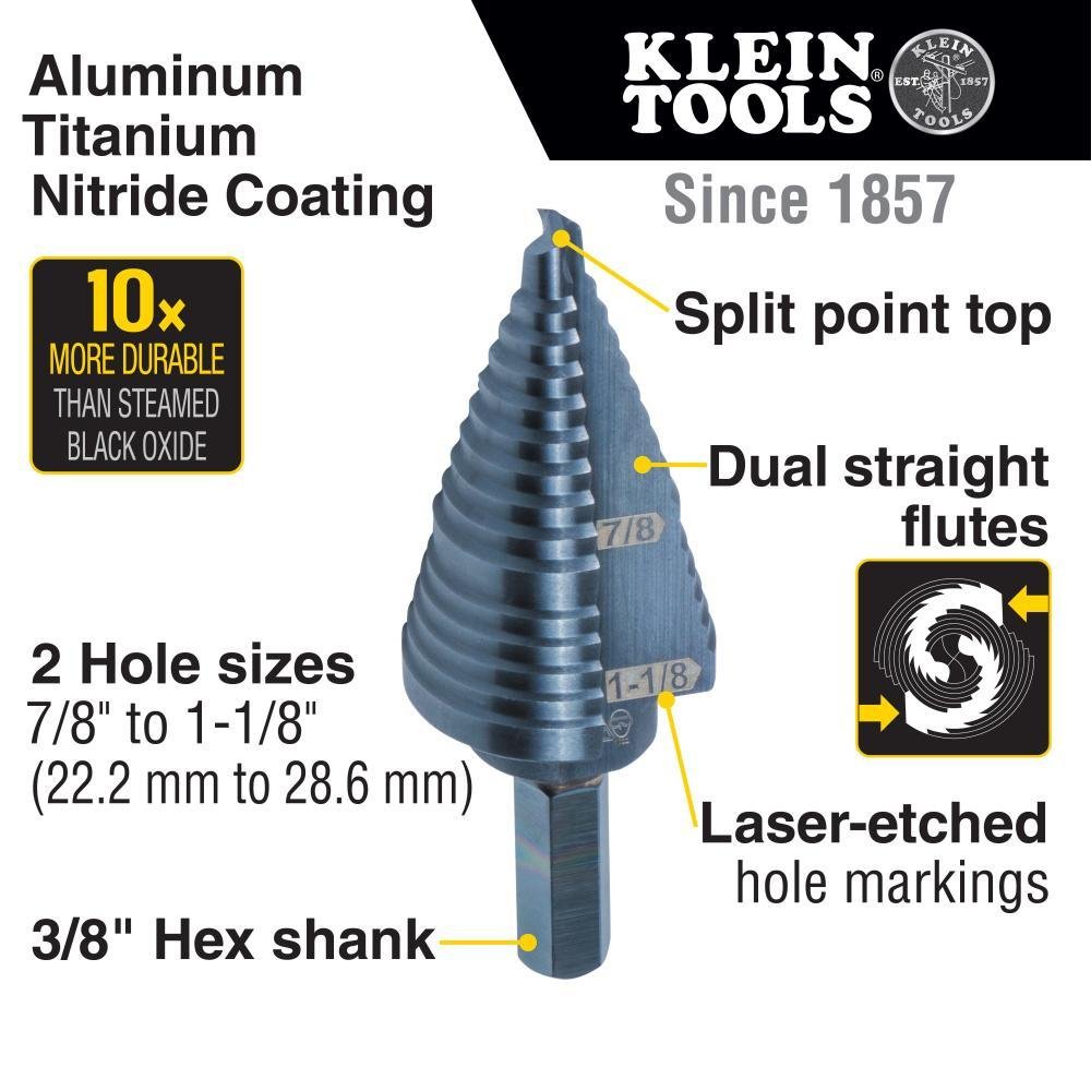 Picture of KTSB11 - 2-Step Drill Bit, 3/8-Inch Hex, Double Straight Flute, 7/8-Inch to 1-1/8-Inch