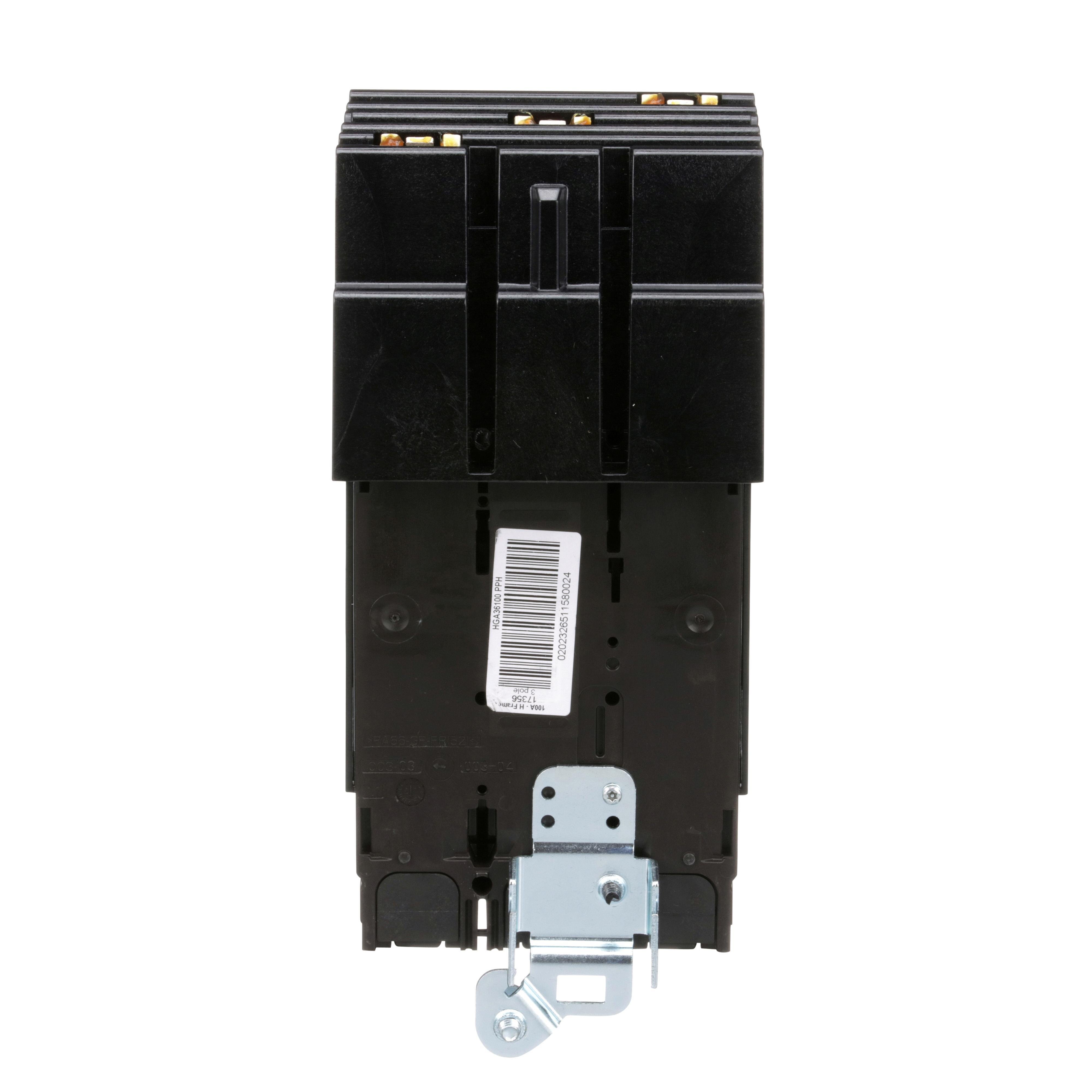 Picture of HGA36100 - Circuit breaker, PowerPacT H, 100A, 3 pole, 600VAC, 18kA, I-Line, thermal magnetic, 80%, ABC